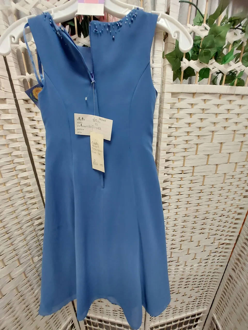 Hilary Morgan designer childs dress in size 36.   Cornflower.  Chiffon