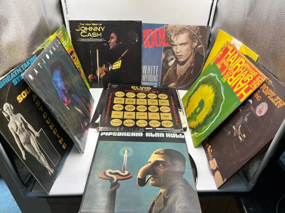 Vinyl LP Records Job Lot over 10 Elvis The other side Jonny Cash Billy Idol Alan