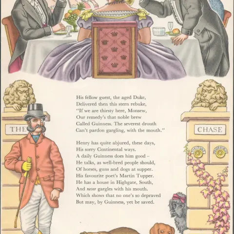 Double Sided Guinness Print 1956 "The Invalid & The Groomsman"A Genuine Double Sided Lithographed