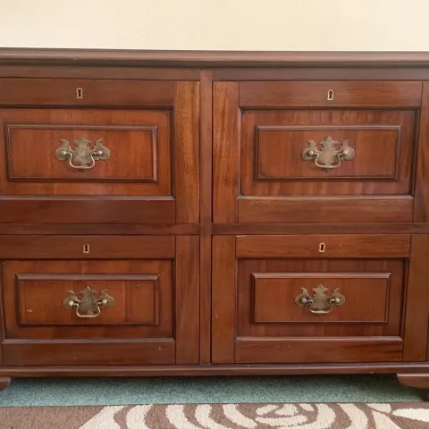 Italian Mahogany Four Drawer Filing Cabinet