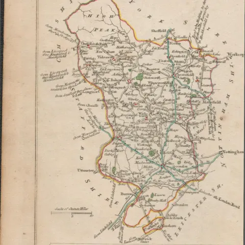 John Cary’s 1791 Antique Copper Engraved Map Cumberland & Derbyshire.