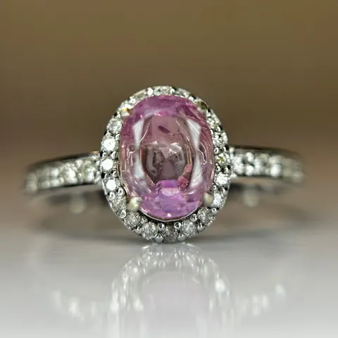 Beautiful Unheated/Untreated Ceylon Pink Sapphire With  Diamonds & 18k White Gold