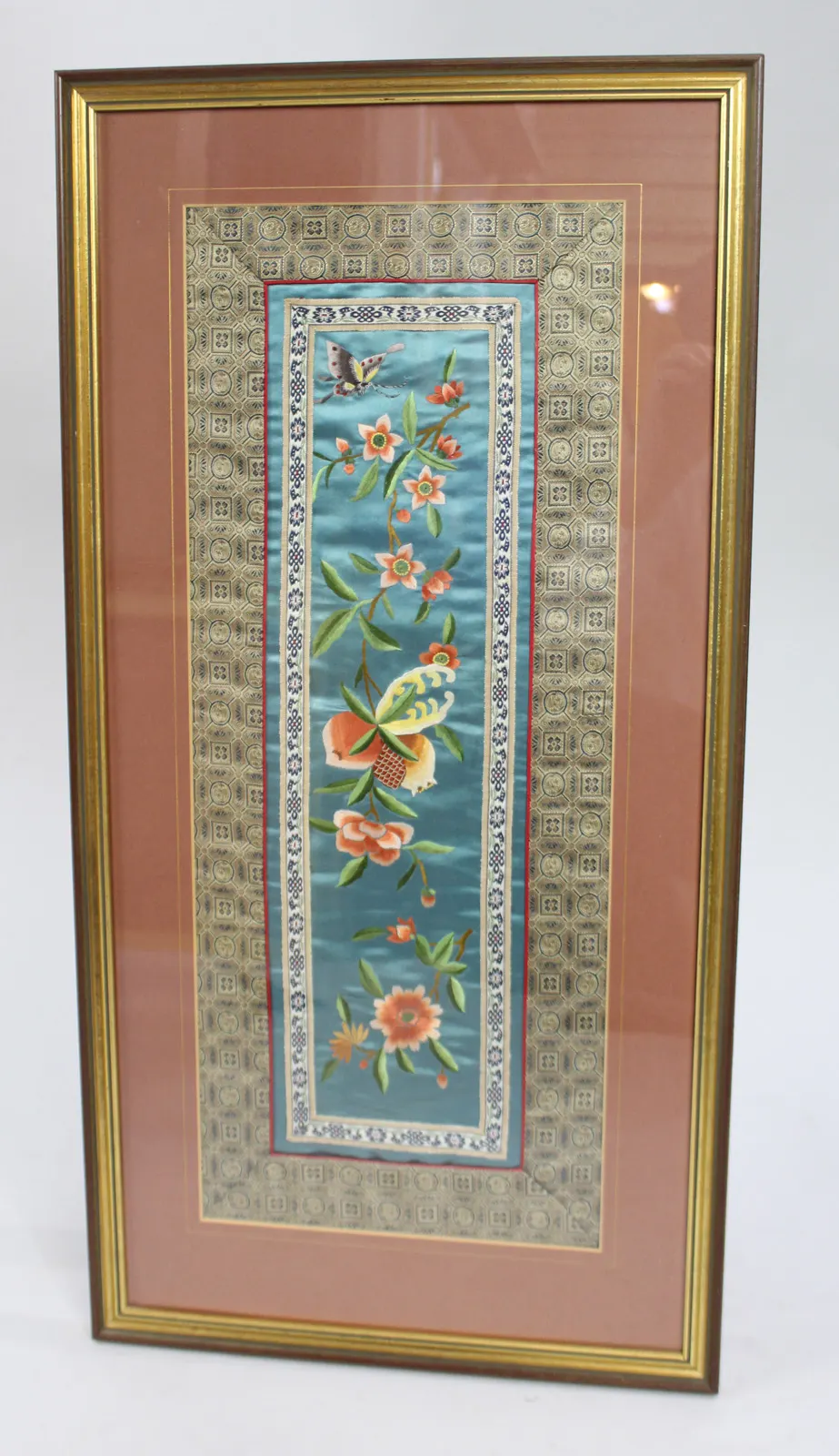 Fine Chinese Silkwork Panel in Gilt Frame