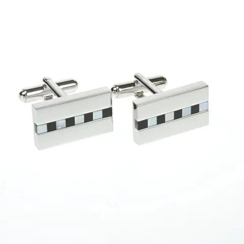 Onyx and Mother of Pearl Checked Rectangle Cufflink - Unboxed x 5