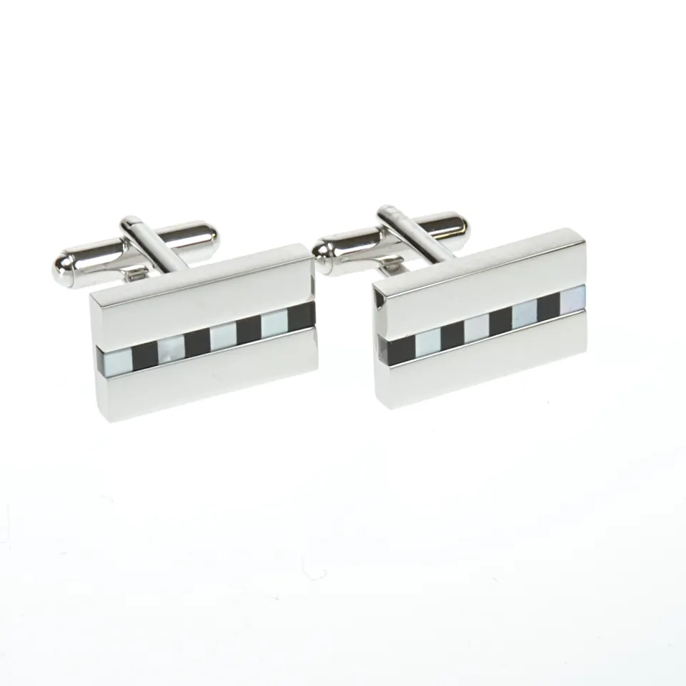 Onyx and Mother of Pearl Checked Rectangle Cufflink - Unboxed x 5