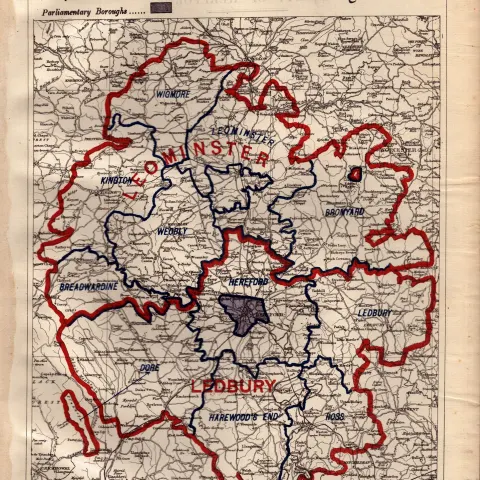 Antique 139 Years-Old Scarce  Map of Herefordshire Boundary Changes 1885.