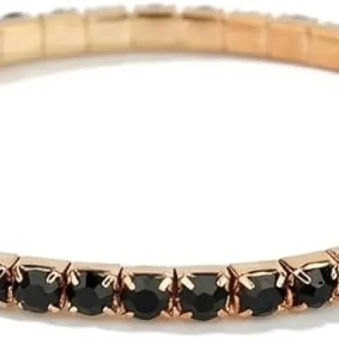 10 x Gold-Tone Rhinestone Tennis Bracelets, Black Sparkly Stones RRP £393.20 L2209 sku-4538