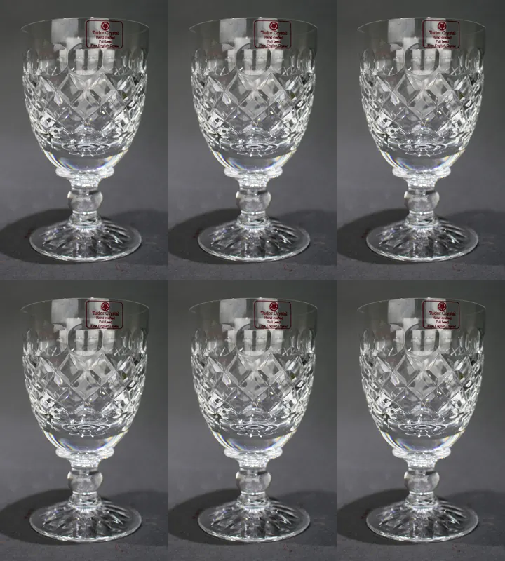 Set of 6 Tudor Crystal "Burleigh" Wine Glasses