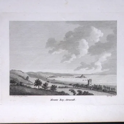 Cornwall St Michael’s Mount Bay Francis Grose Rare 240 Years-Old Copper Engraving-8