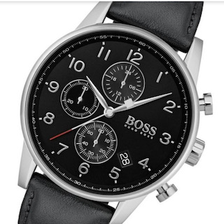 Hugo Boss 1513678 Men's Navigator Black Leather Strap Chronograph Watch