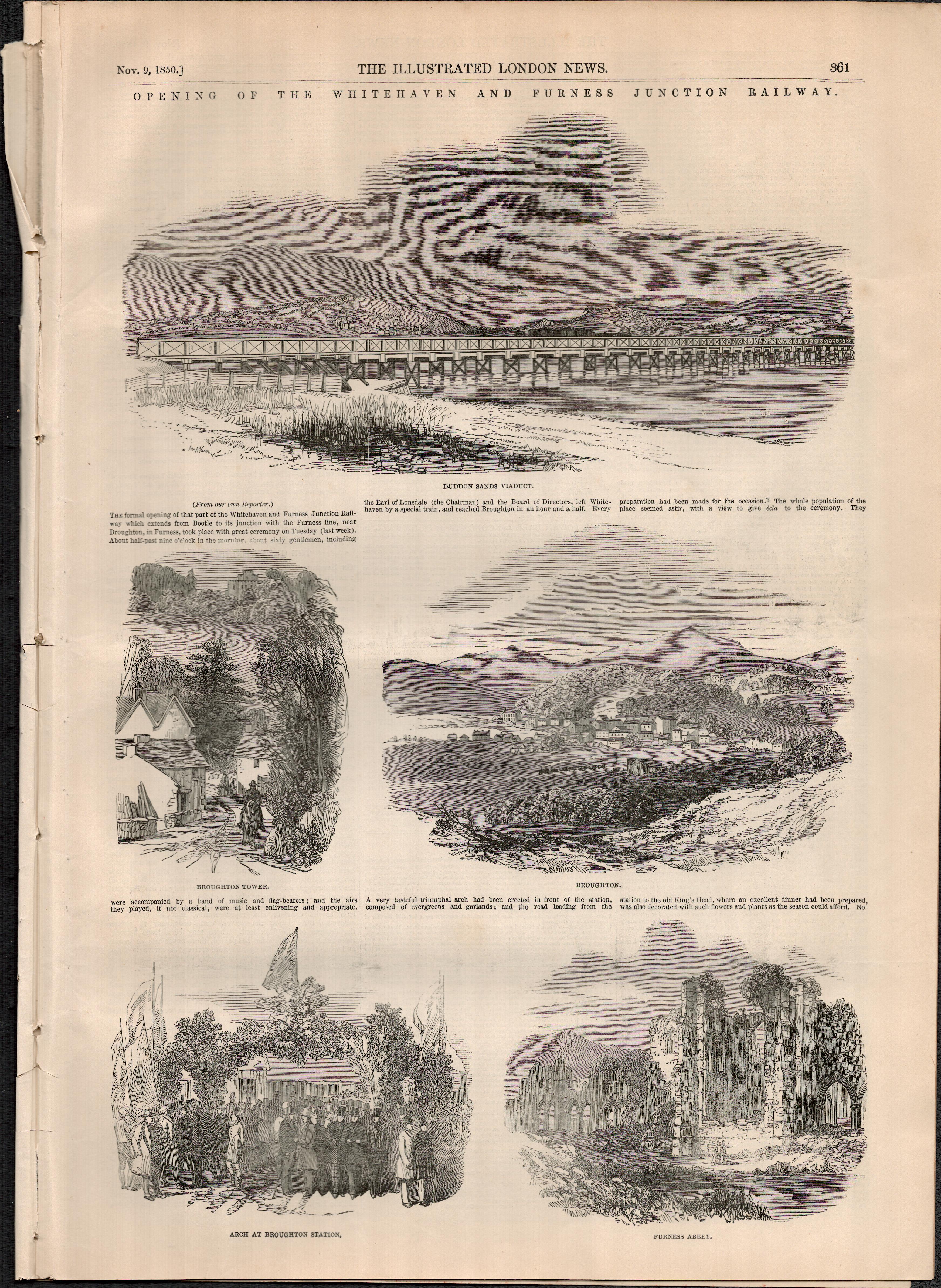 Opening Whitehaven & Furnace Railway Junction 1847Antique Complete Edition The Illustrated News