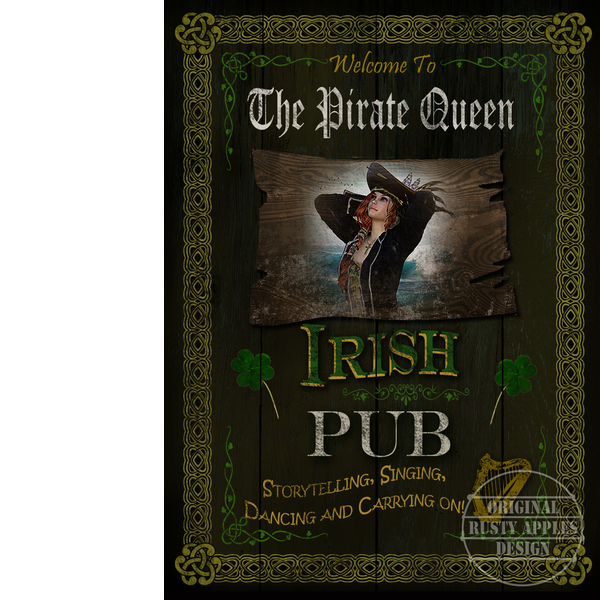 Reproduction Large Metal Irish Pub Sign "The Pirate Queen"Reproduction Large Metal Irish Pub Sign