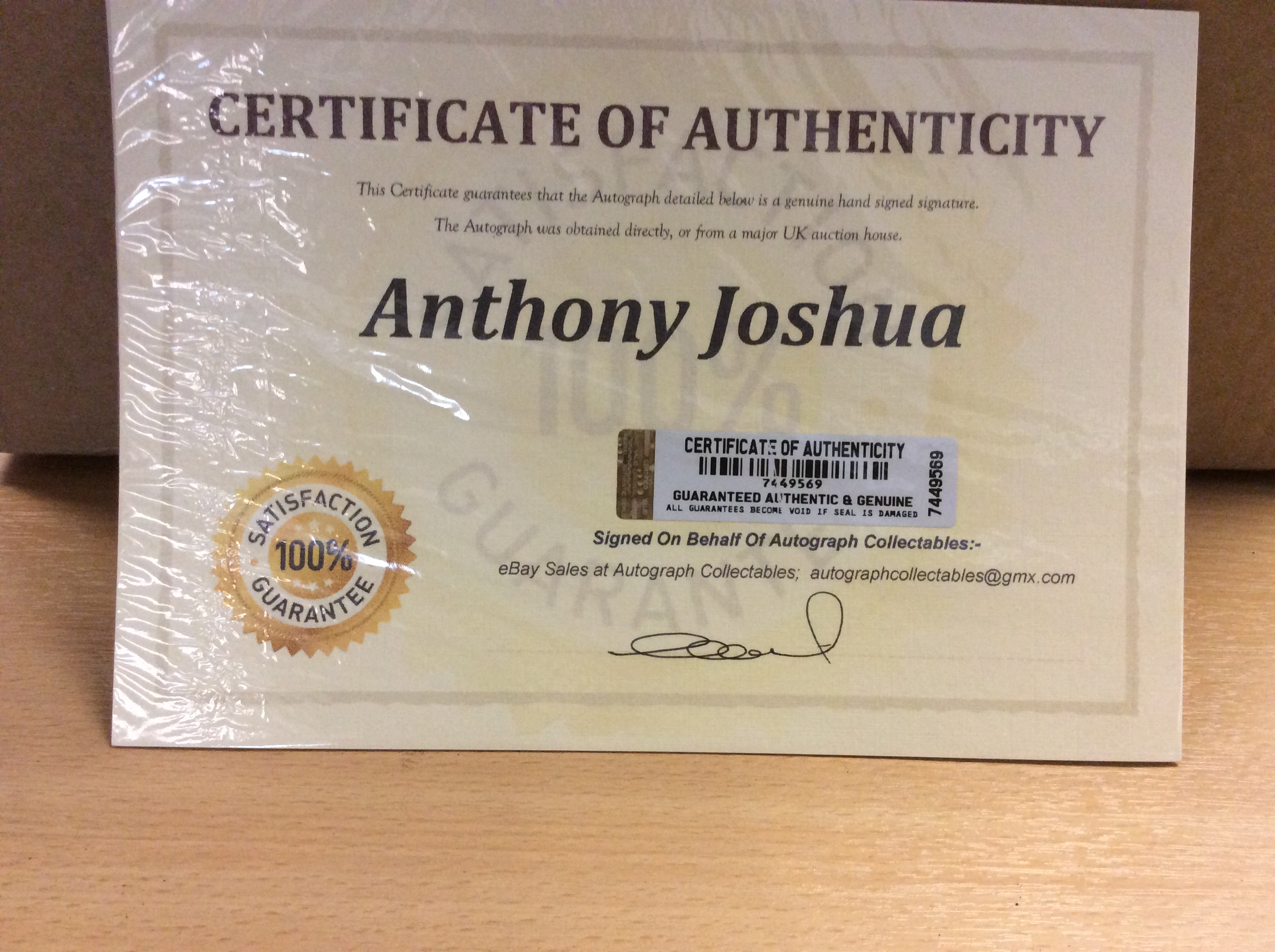 Anthony Joshua Signed Boxing Glove