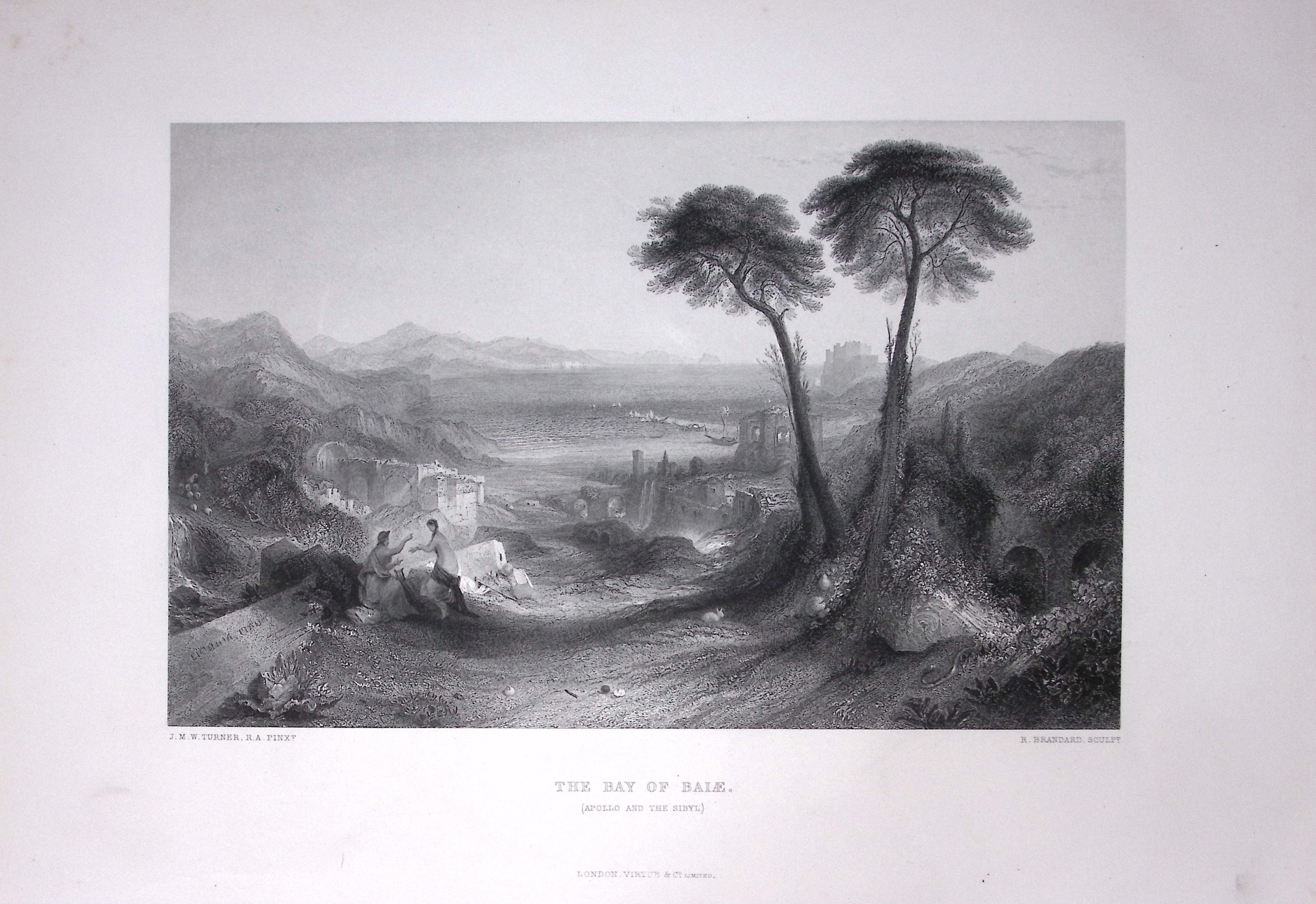 J.M.W Turner Bay of Baiae Naples Italy Antique Steel Engraving-37-TR