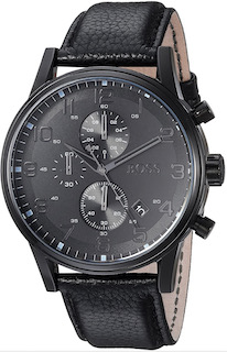 Hugo Boss 1512567 Men's Aeroliner Black Dial Black Leather Strap Chronograph Watch