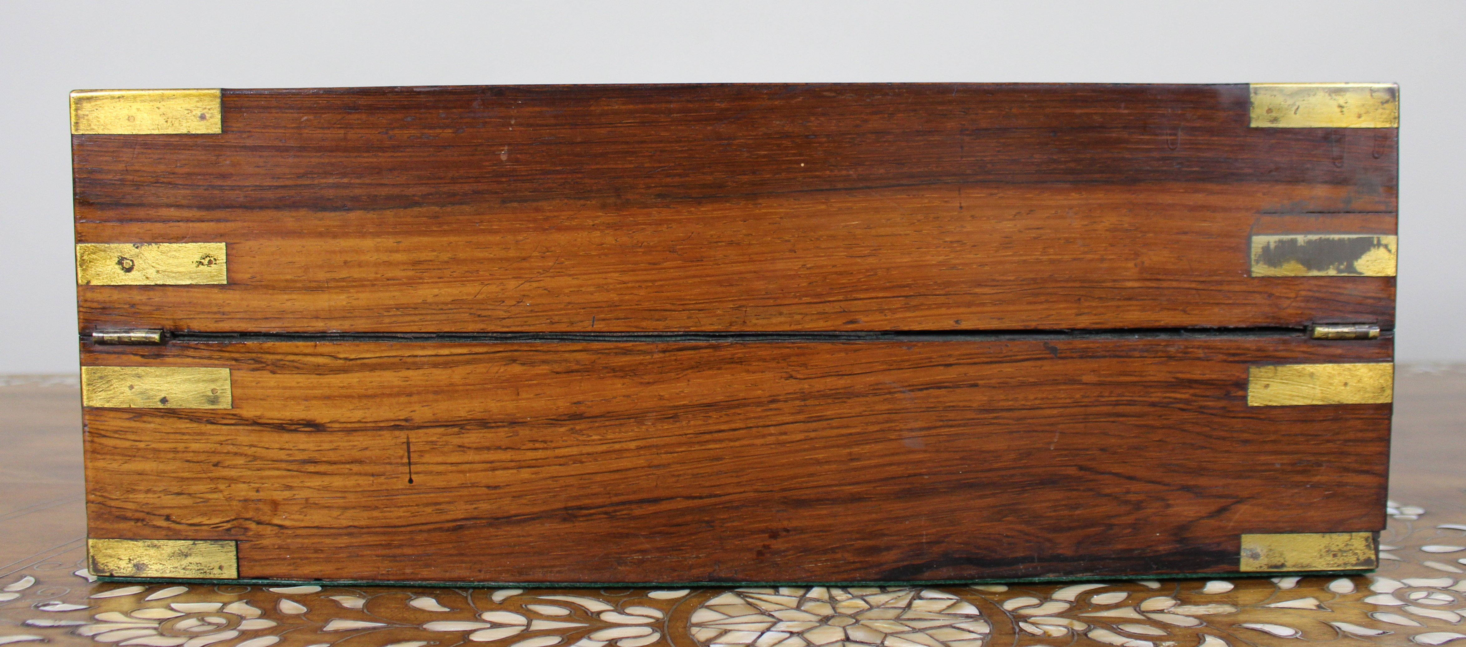 Antique Brass-Bound Rosewood Writing Slope, c.1850