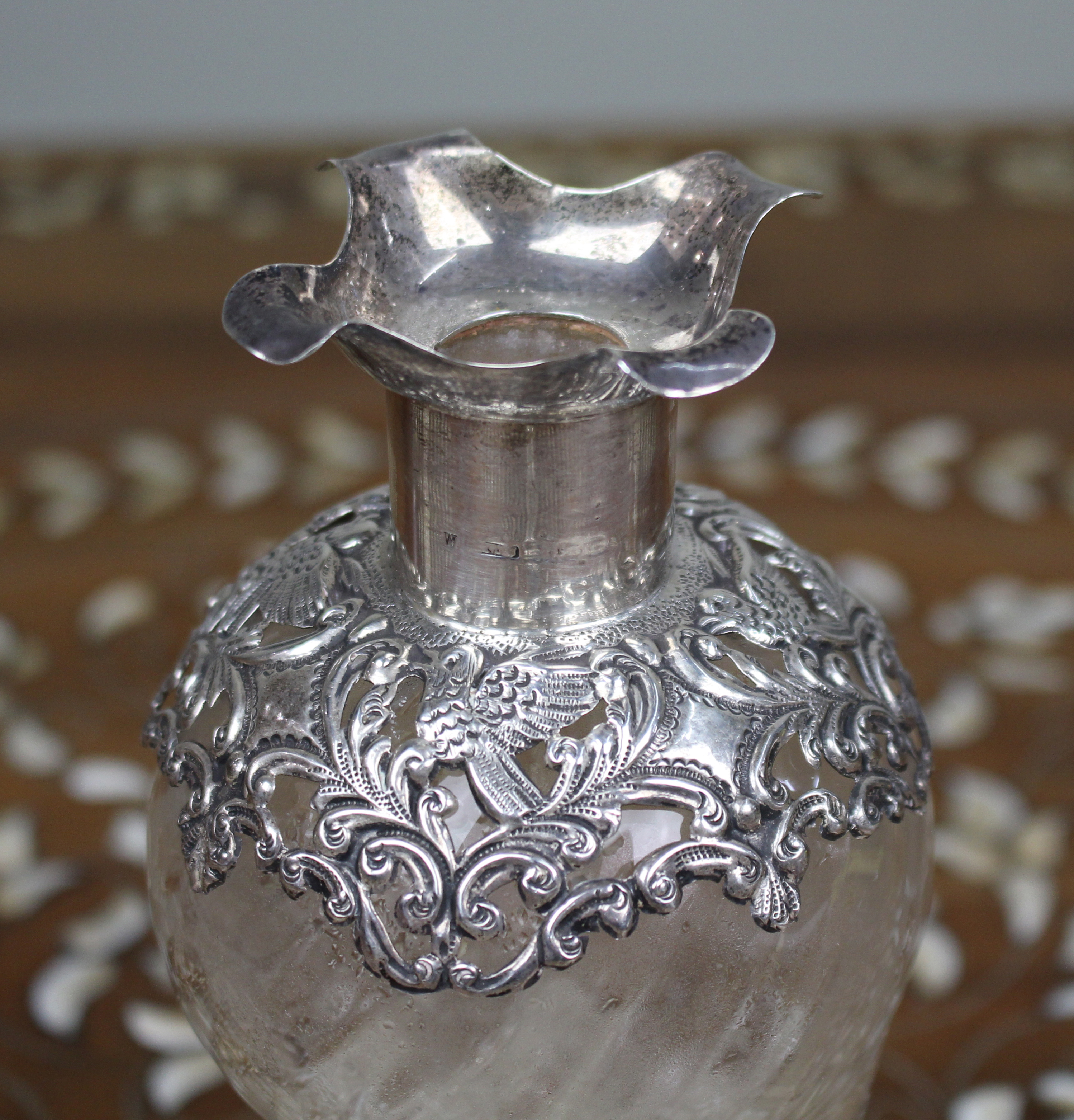 Antique Silver Mounted Crystal Decanter