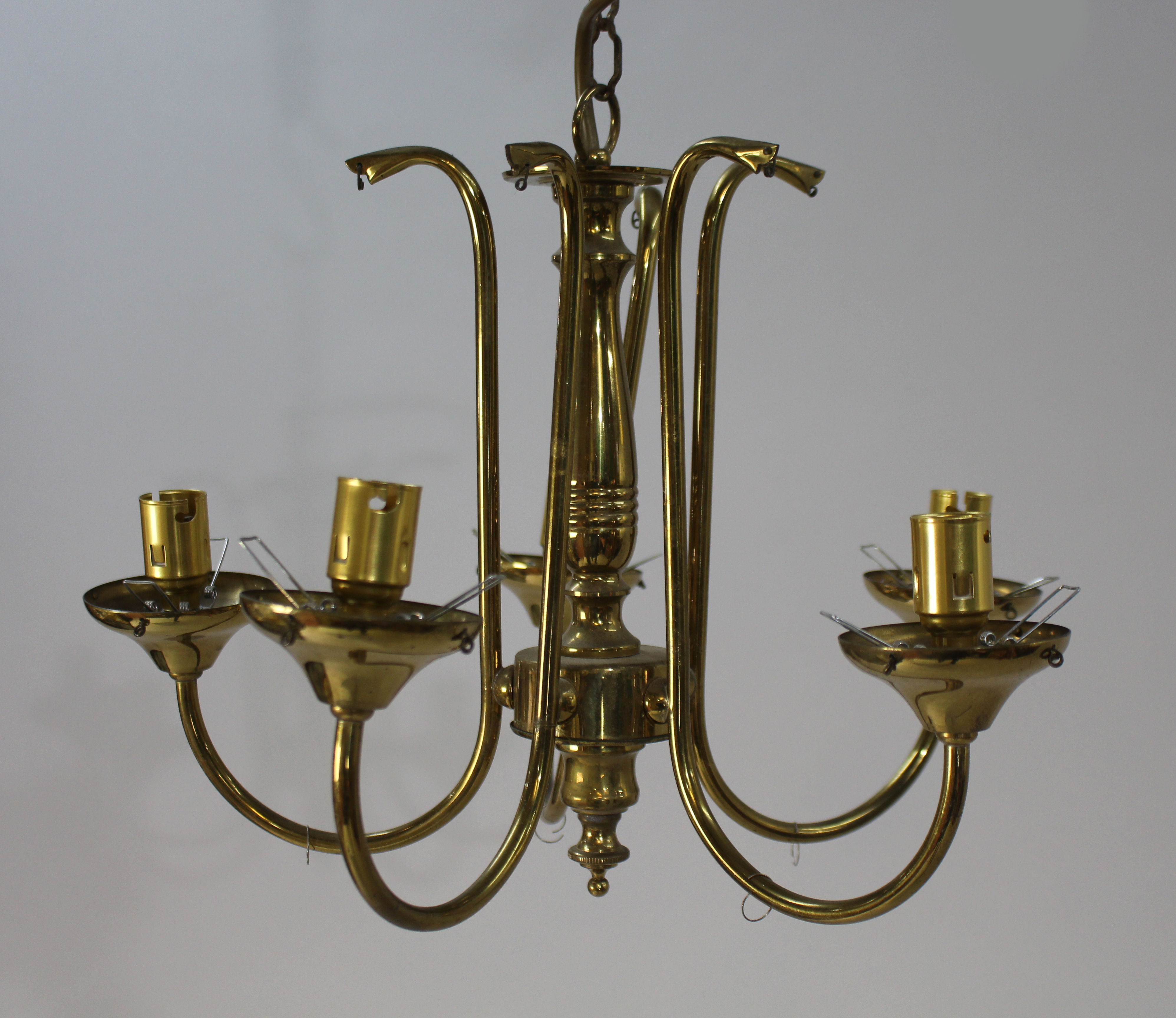 Vintage Five Light Brass Chandelier