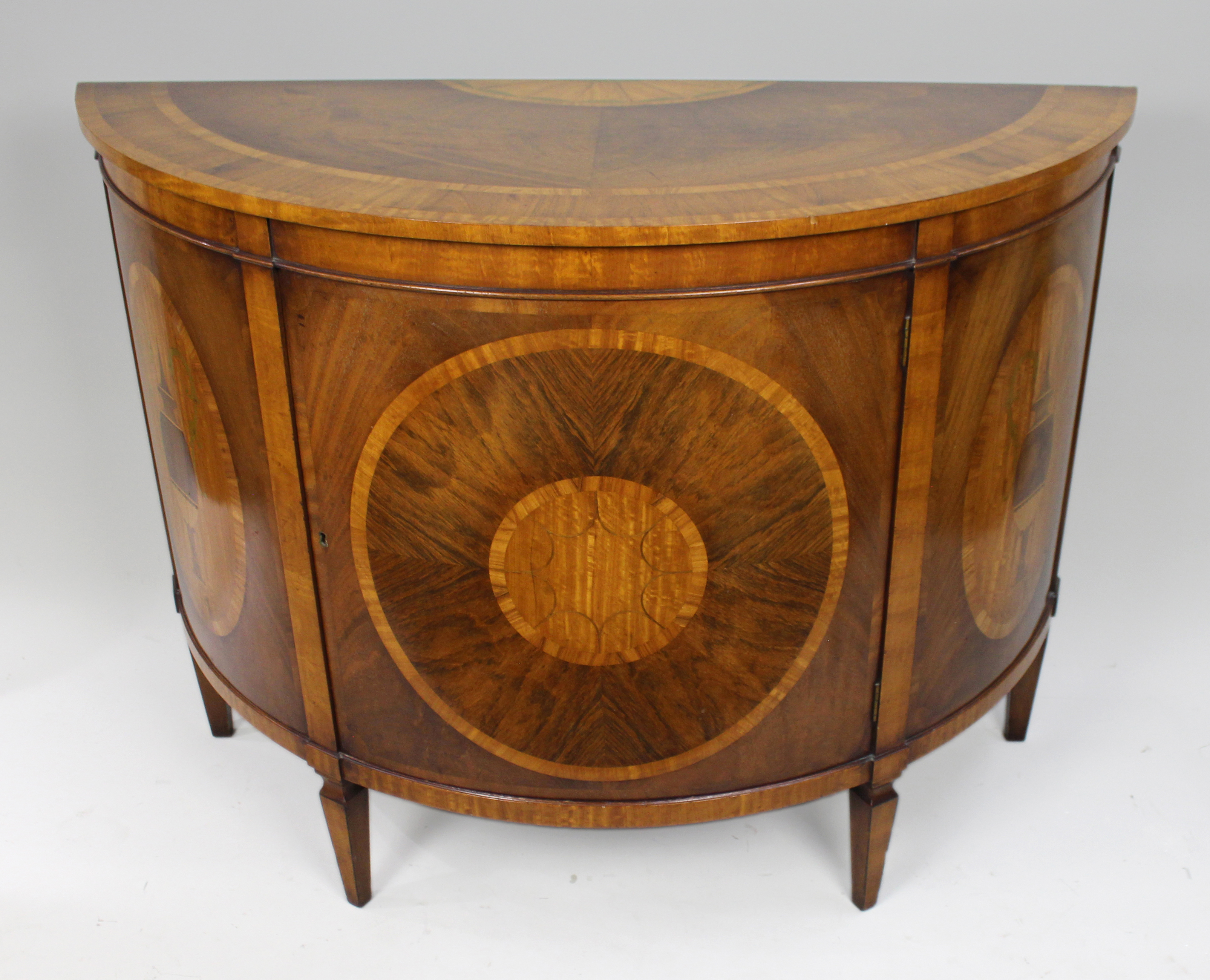 Elegant Neoclassical Style Inlaid Demilune Cabinet
