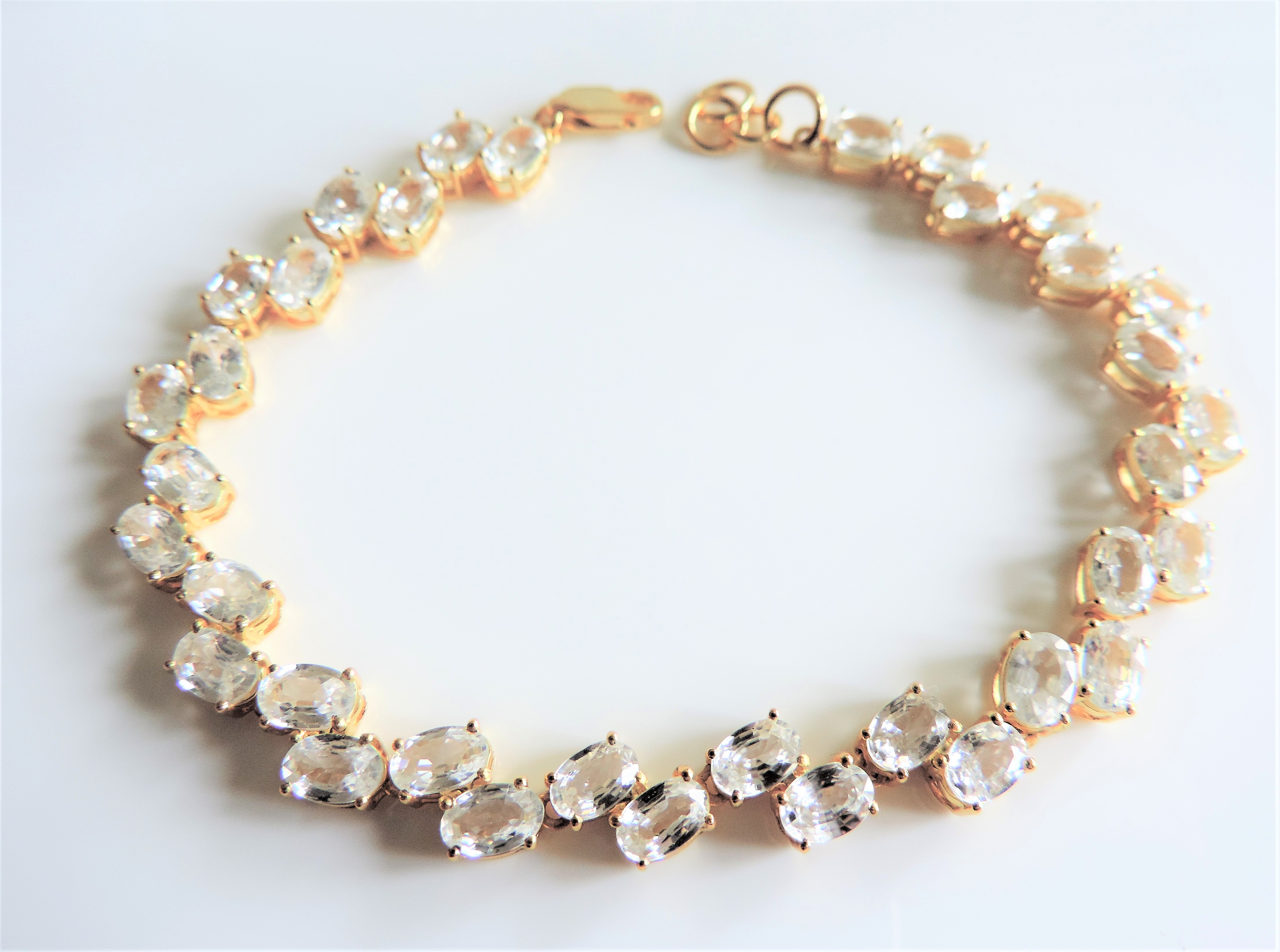 Gold on Sterling Silver 21ct White Sapphire Bracelet New with Gift Box