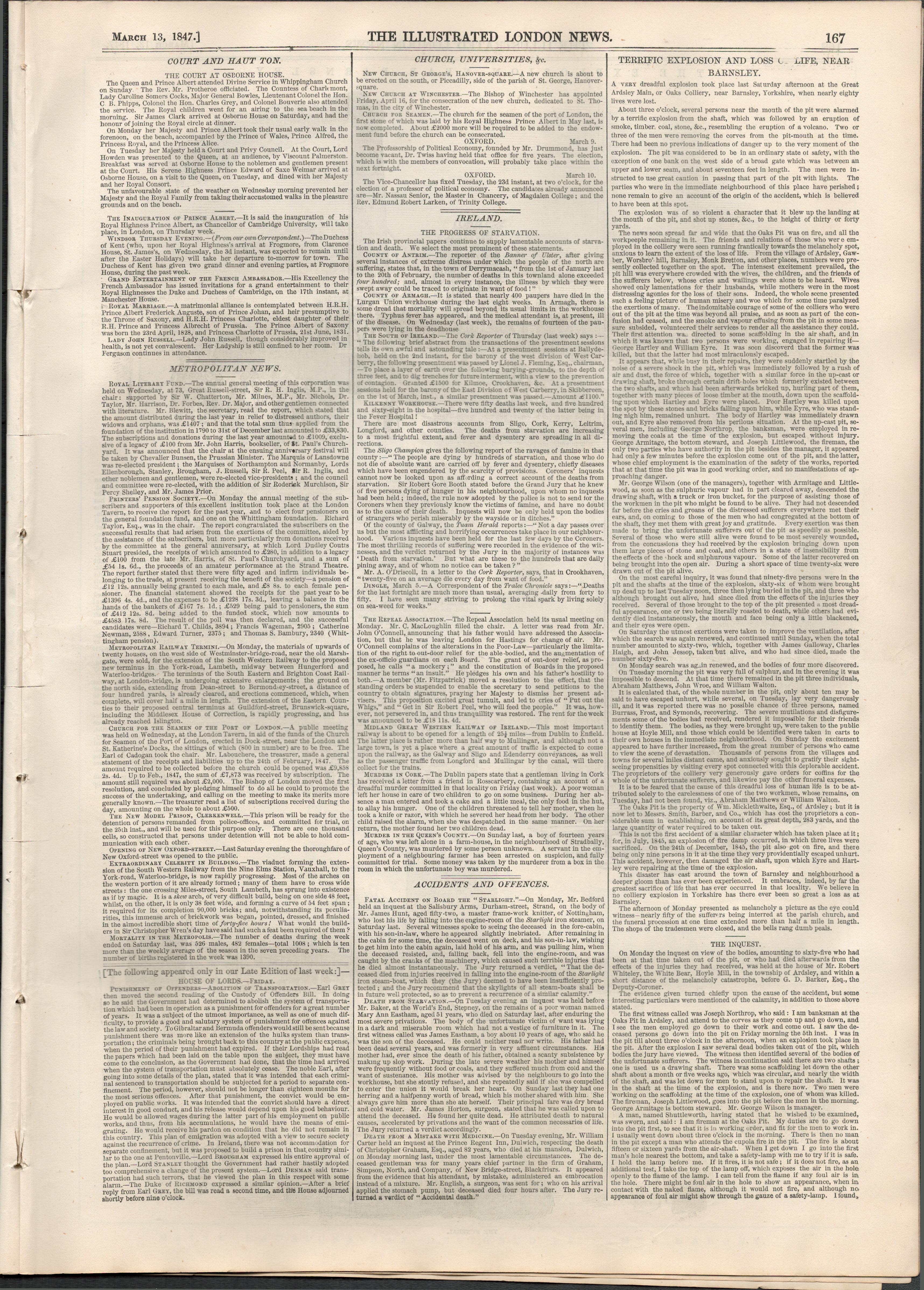Irish Famine 1847 Antique Newspaper Central Soup Kitchen CorkOriginal Antique Complete 1847