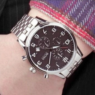 Hugo Boss 1512446 Men's Aeroliner Black Dial Silver Bracelet Chronograph Watch