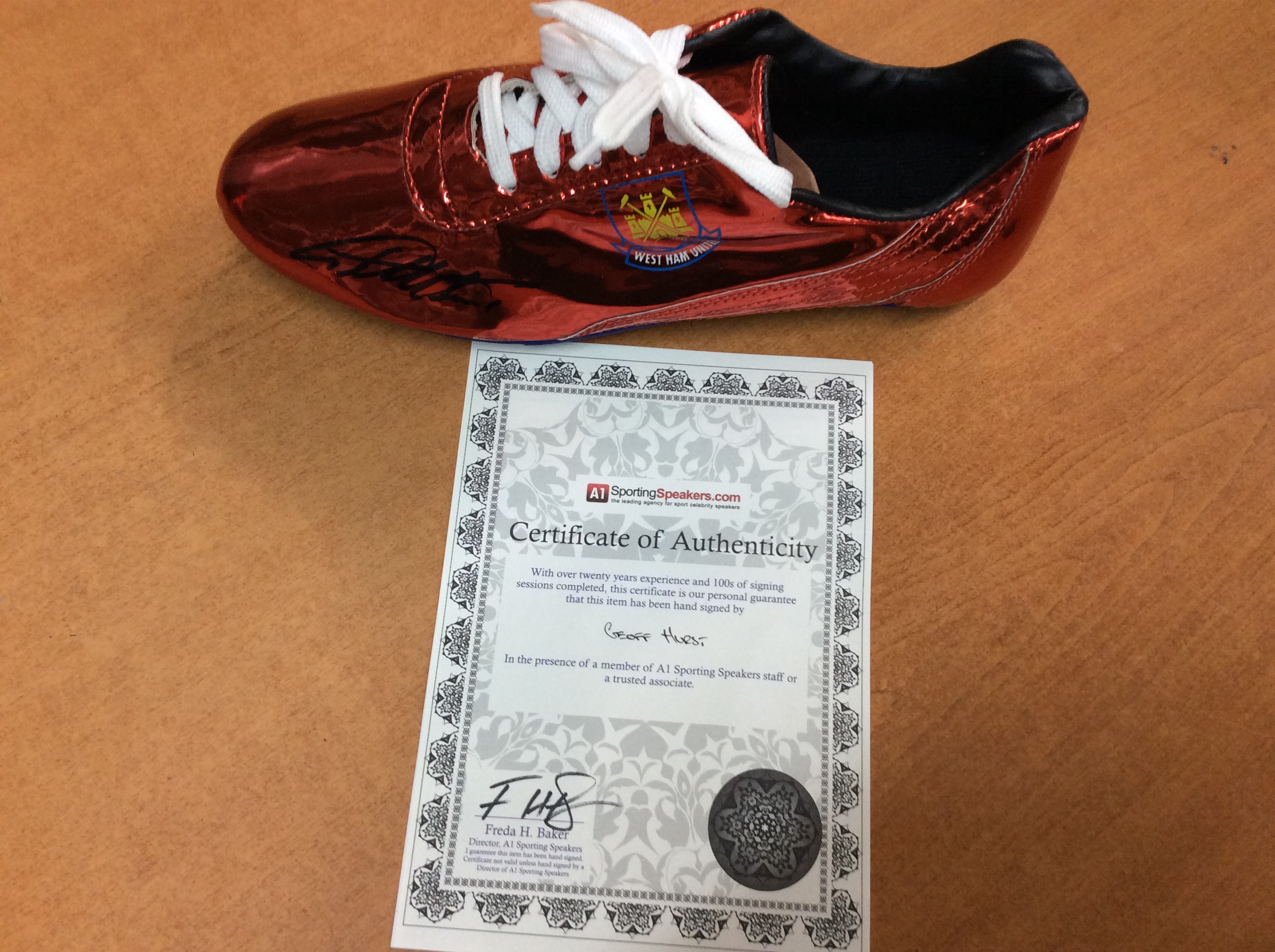 Geoff Hurst Signed Westham Football Boot