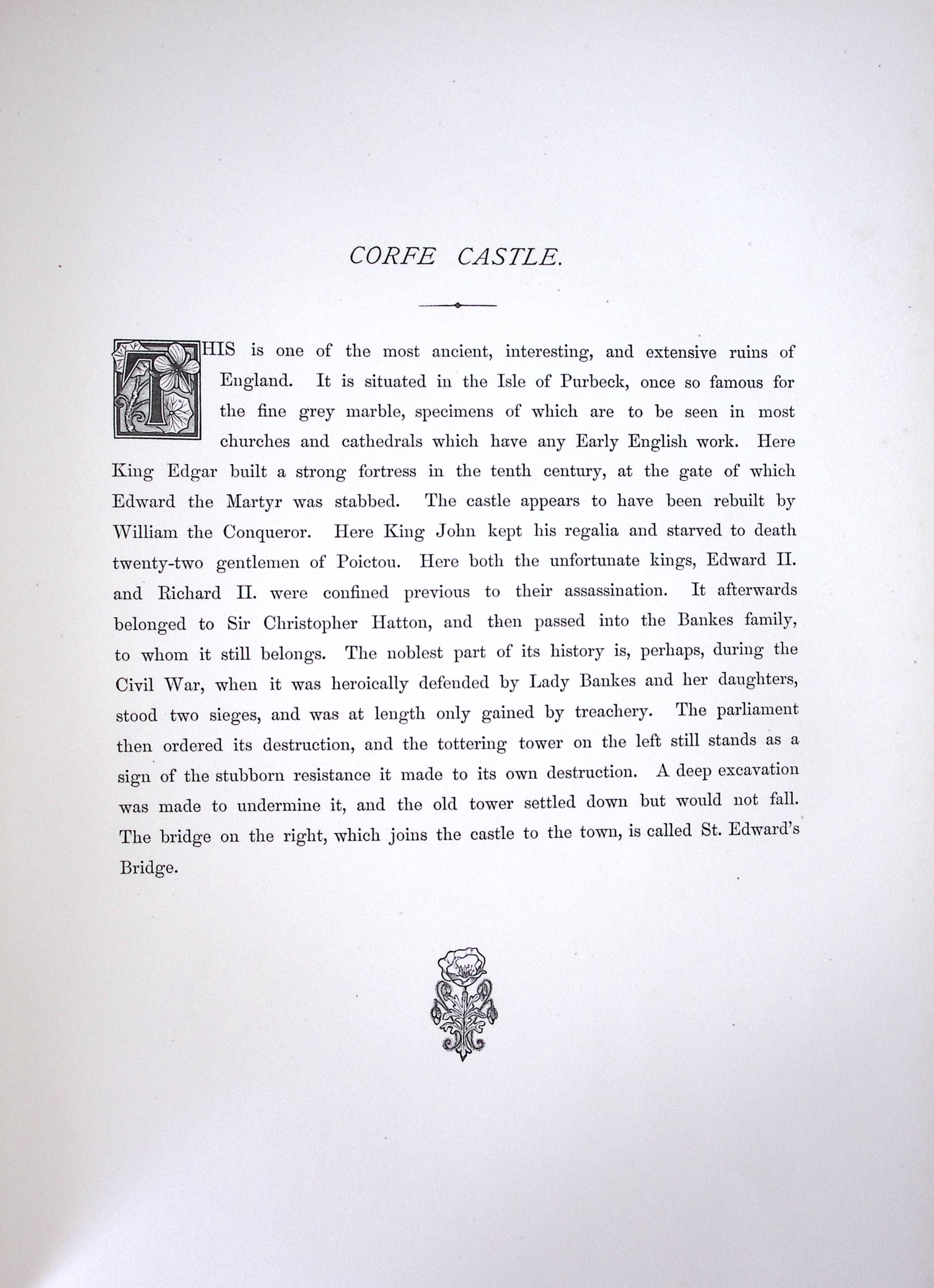 J.M.W Turner View of Corfe Castle Dorset Large Antique Steel Engraving-116-TR