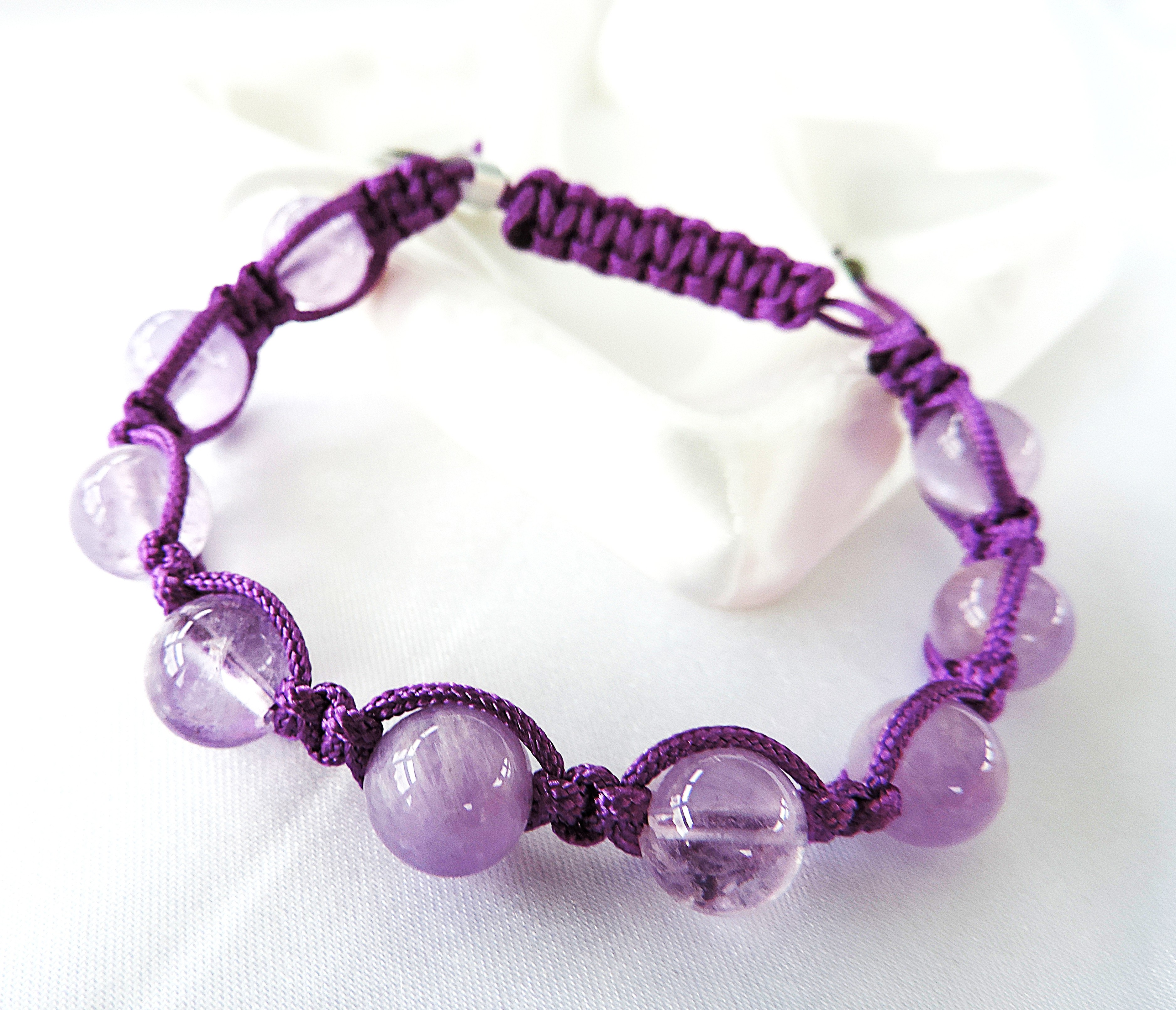 Amethyst Gemstone Bead Friendship Bracelet 'New'