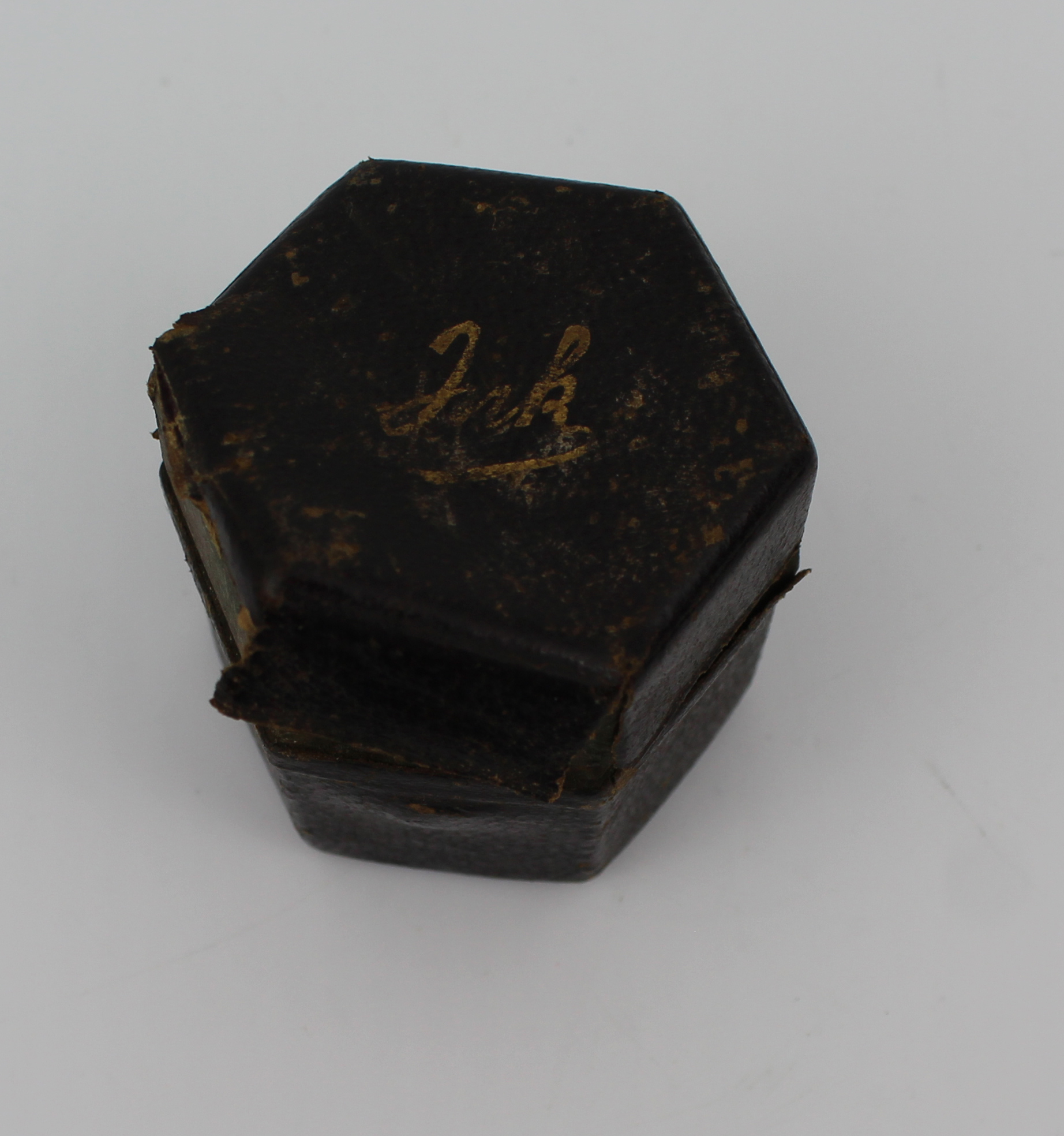 Antique Travelling Patent Inkwell – Hexagonal Leather-Covered Case c.1890