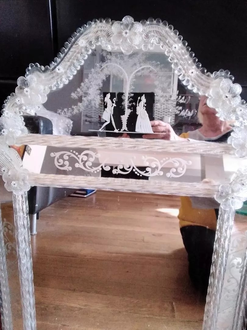 A Beautiful MURANO Lovers Venetian Wall Mirror with Valuation