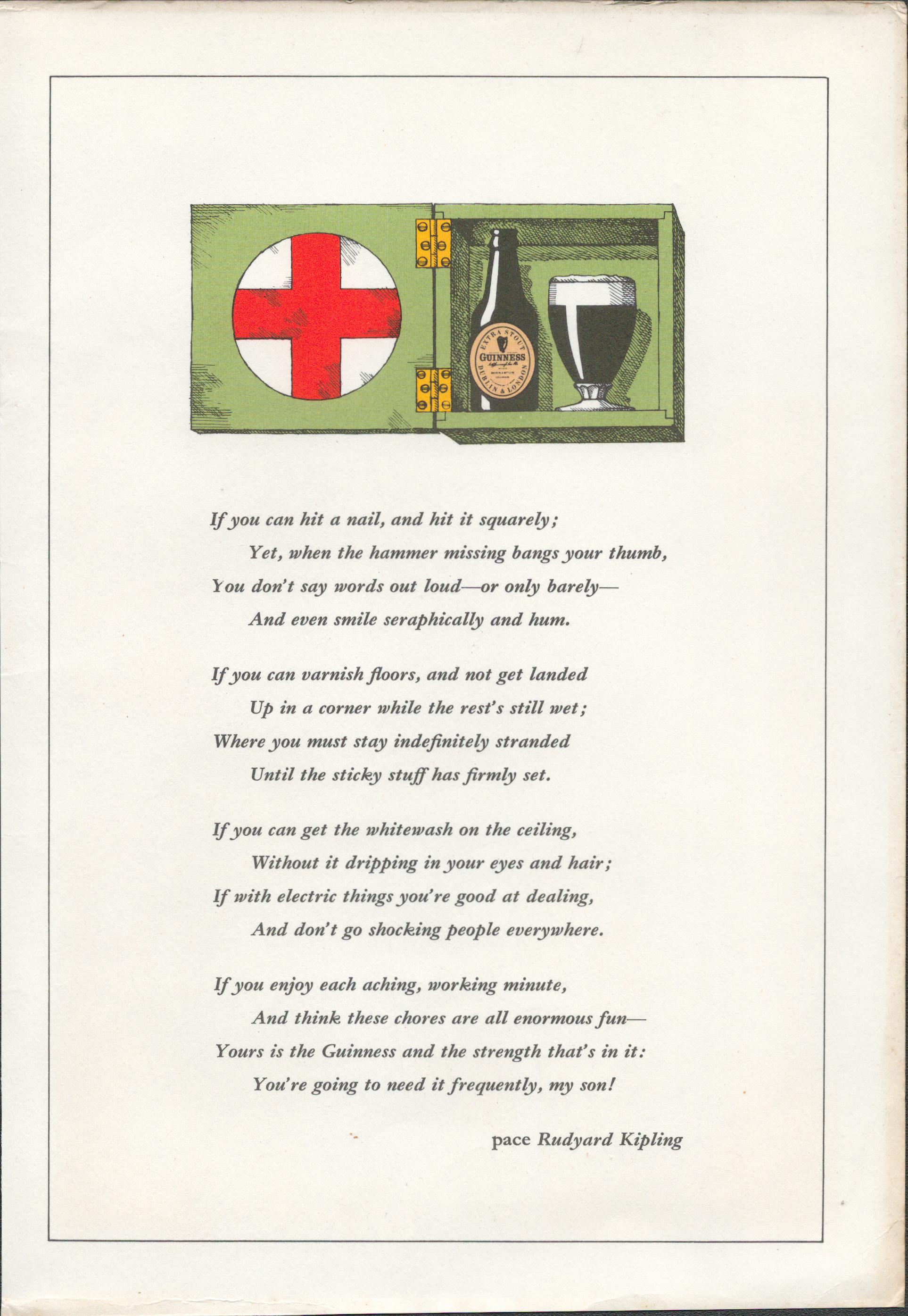 Double Sided Guinness Illustration Page 1964 "Diy All My Own Work"A Genuine Double Sided