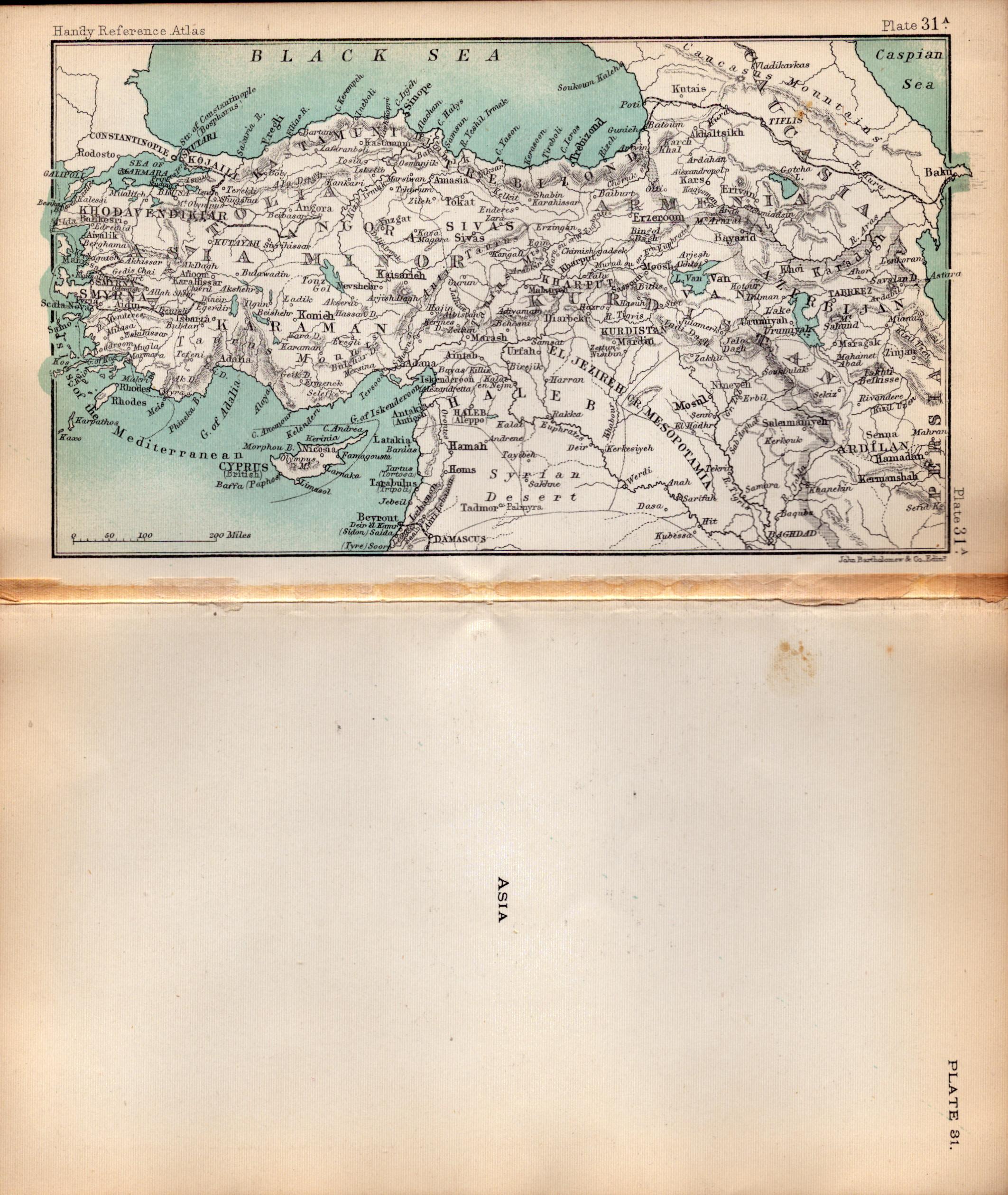 Asia, Mesopotamia Area Double Sided Antique 1896 Map.