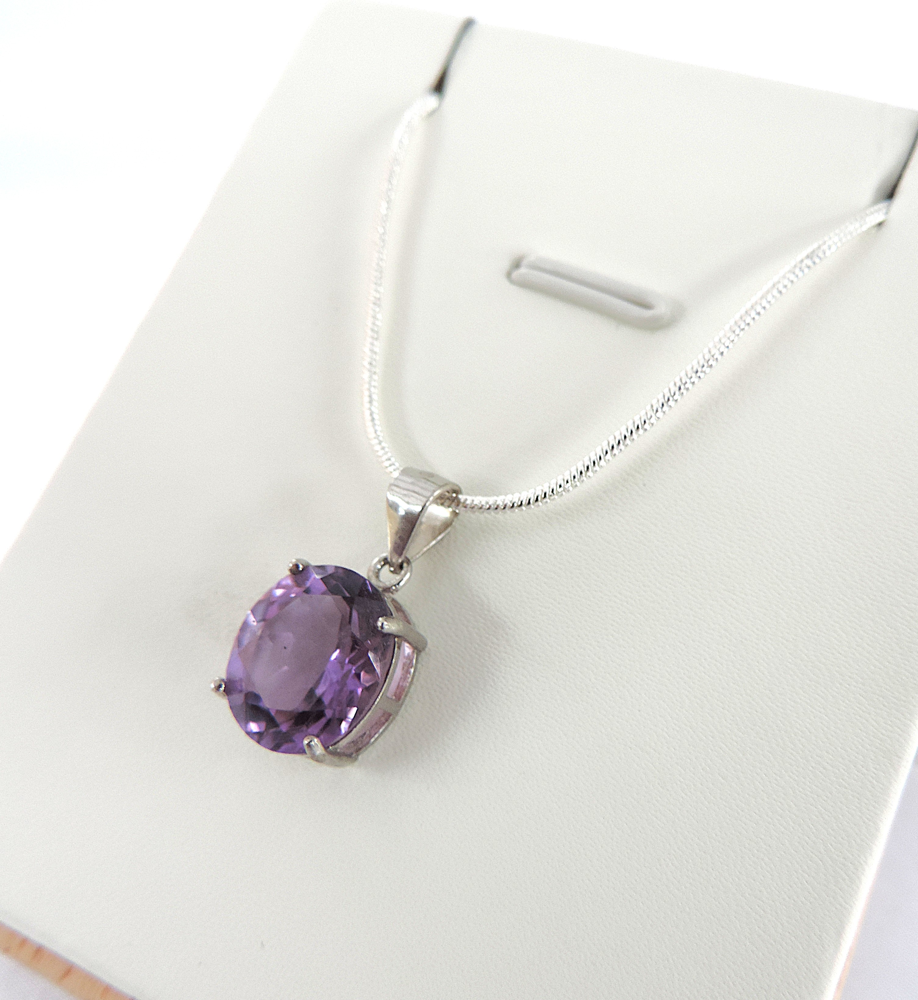 925 Silver 3.2 Carat Amethyst Pendant Necklace