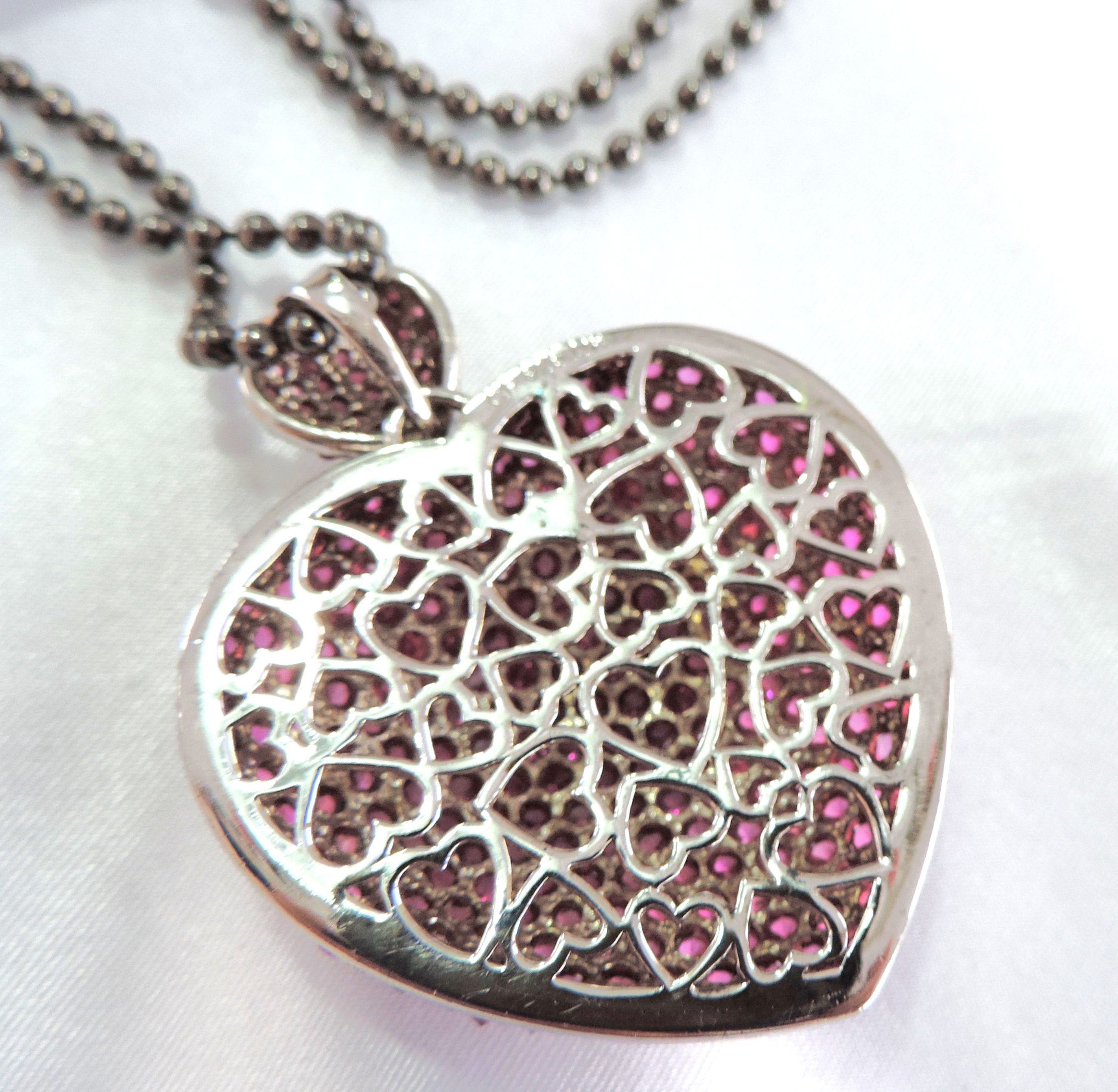 Large 925 Silver Pink Tourmaline Gemstone Necklace 43 Grams