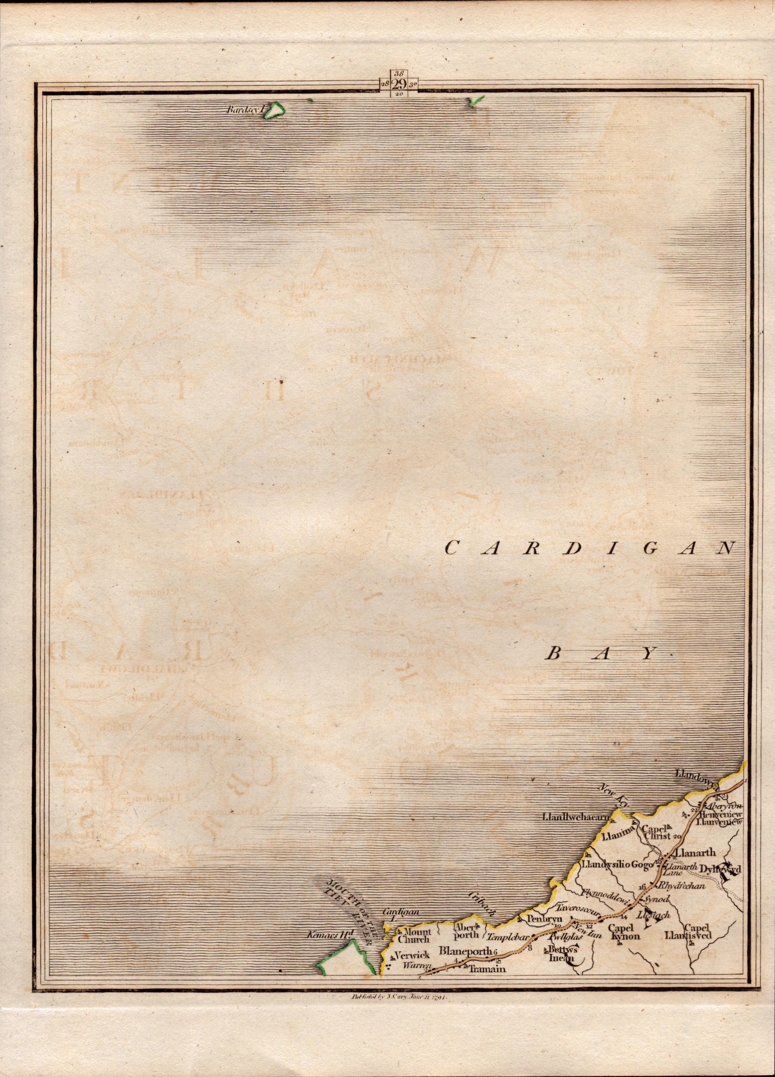Cardigan Bay Llanarth Llanllwehaearn John Cary’s Antique 1794 Map-29.