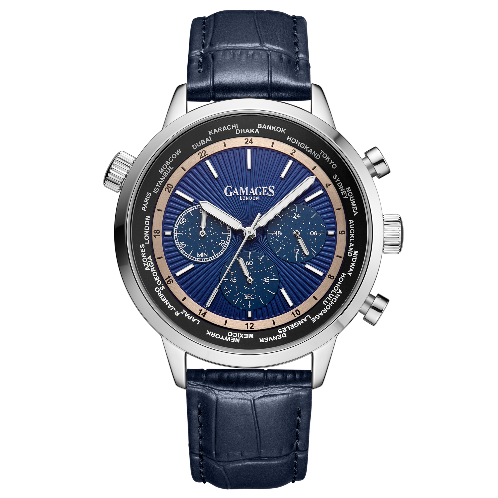Gamages of London Triton Mechanical Quartz Steel Blue - Free Delivery & 5 Year Warranty