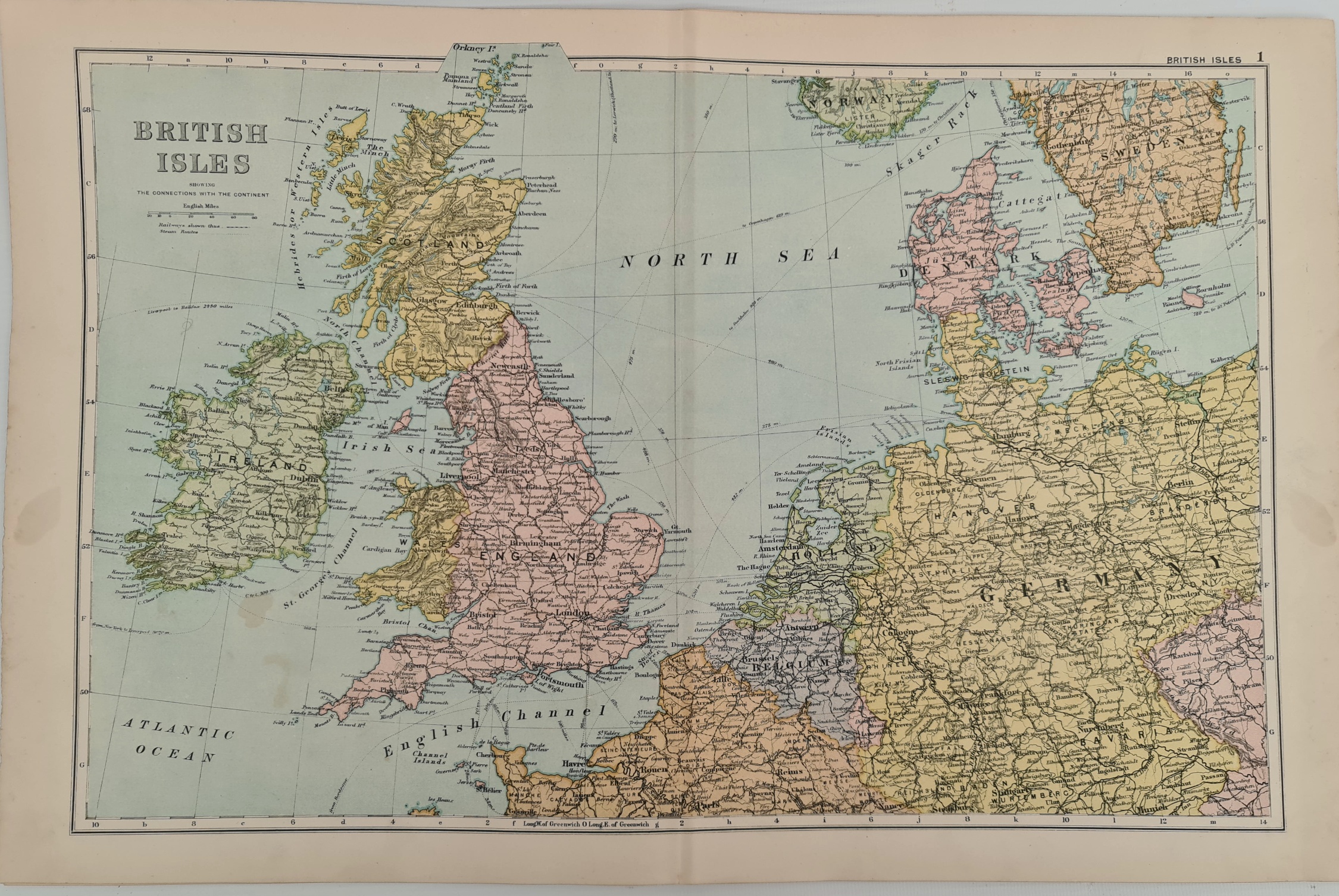 Antique Map 1899 G. W Bacon & Co . British Isles Not Framed. Measures 35cm by 53cm