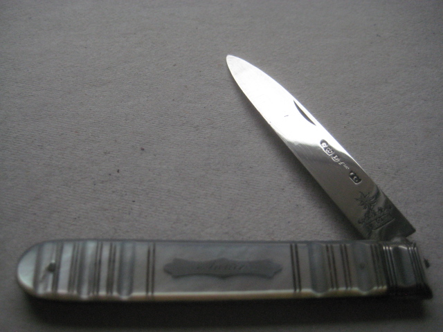Victorian Cased Matching Silver Bladed Folding Fruit Knife and Fork