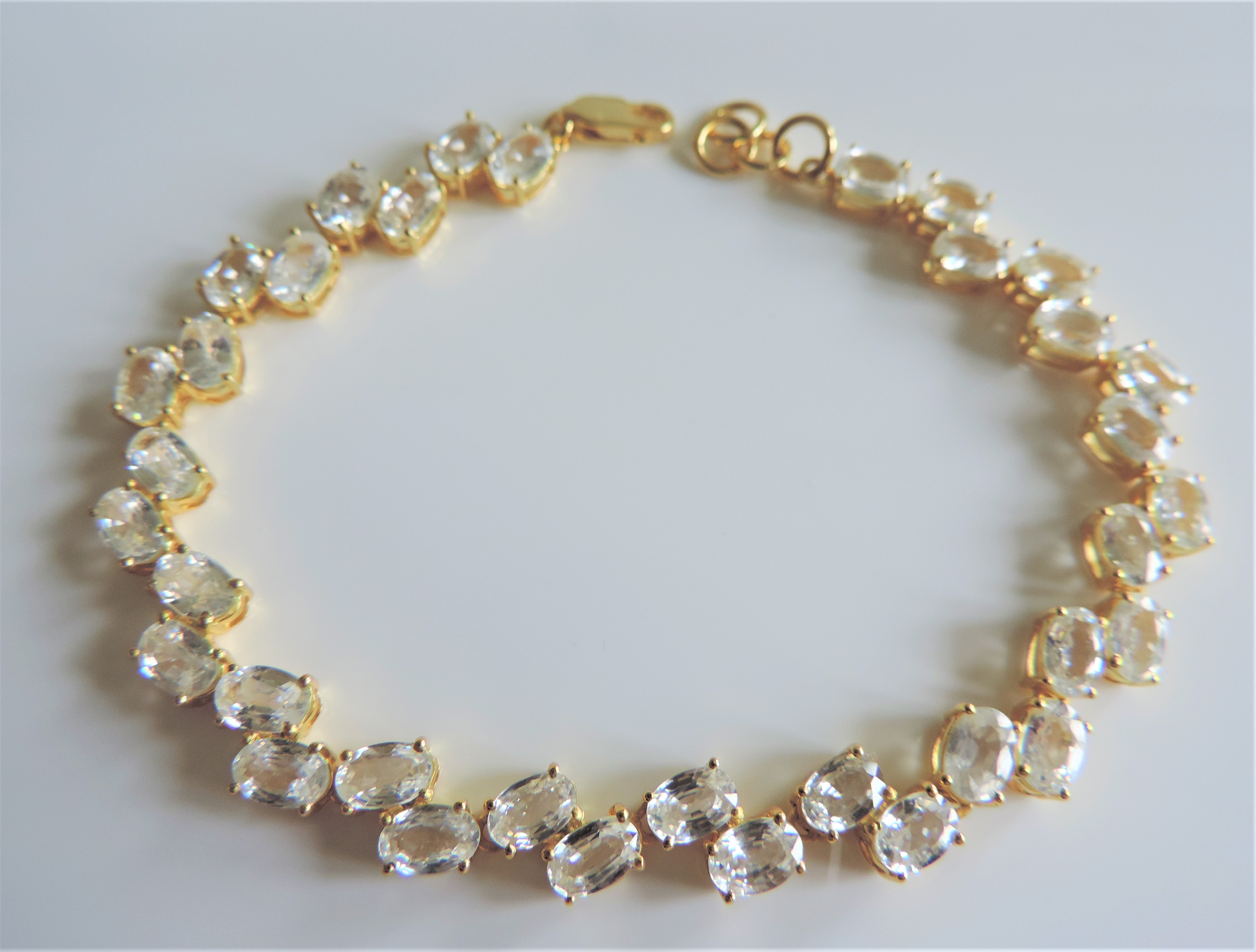 Gold on Sterling Silver 21ct White Sapphire Bracelet New with Gift Box