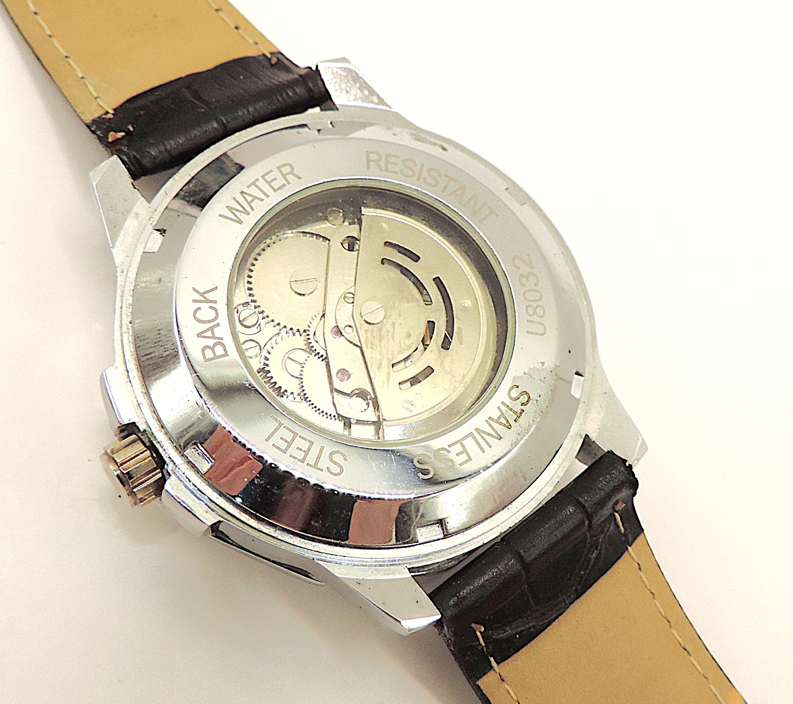 'New' Winner Automatic 45mm Stainless Steel Leather Strap Watch