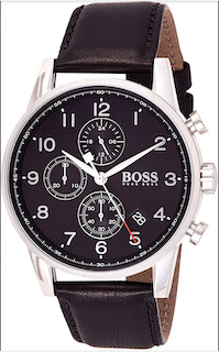 Hugo Boss 1513678 Men's Navigator Black Leather Strap Chronograph Watch