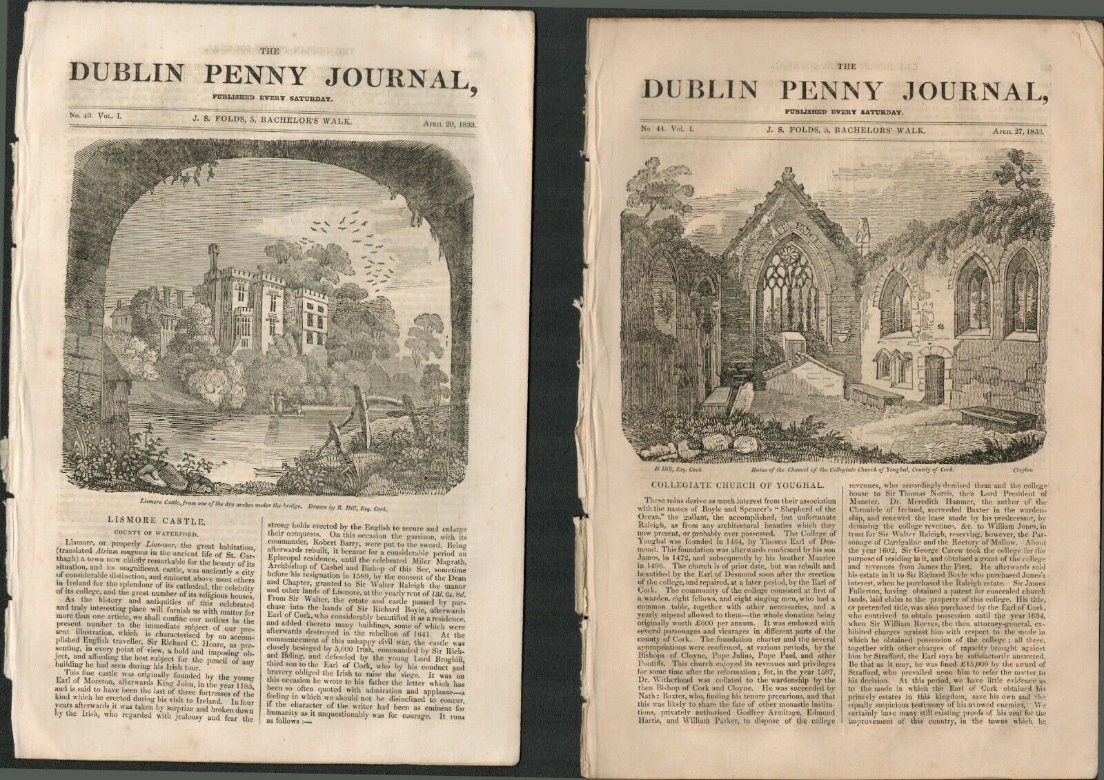 2 Antique Editions 1832 Dublin Journal Witchcraft In KilkennyIncludes Images & Articles Lismore