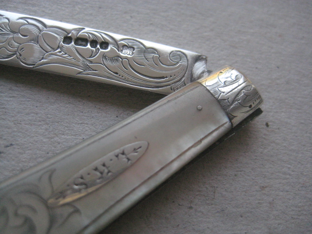 Victorian Mother of Pearl Hafted Silver Bladed Folding Fruit Knife, Sheffield 1876