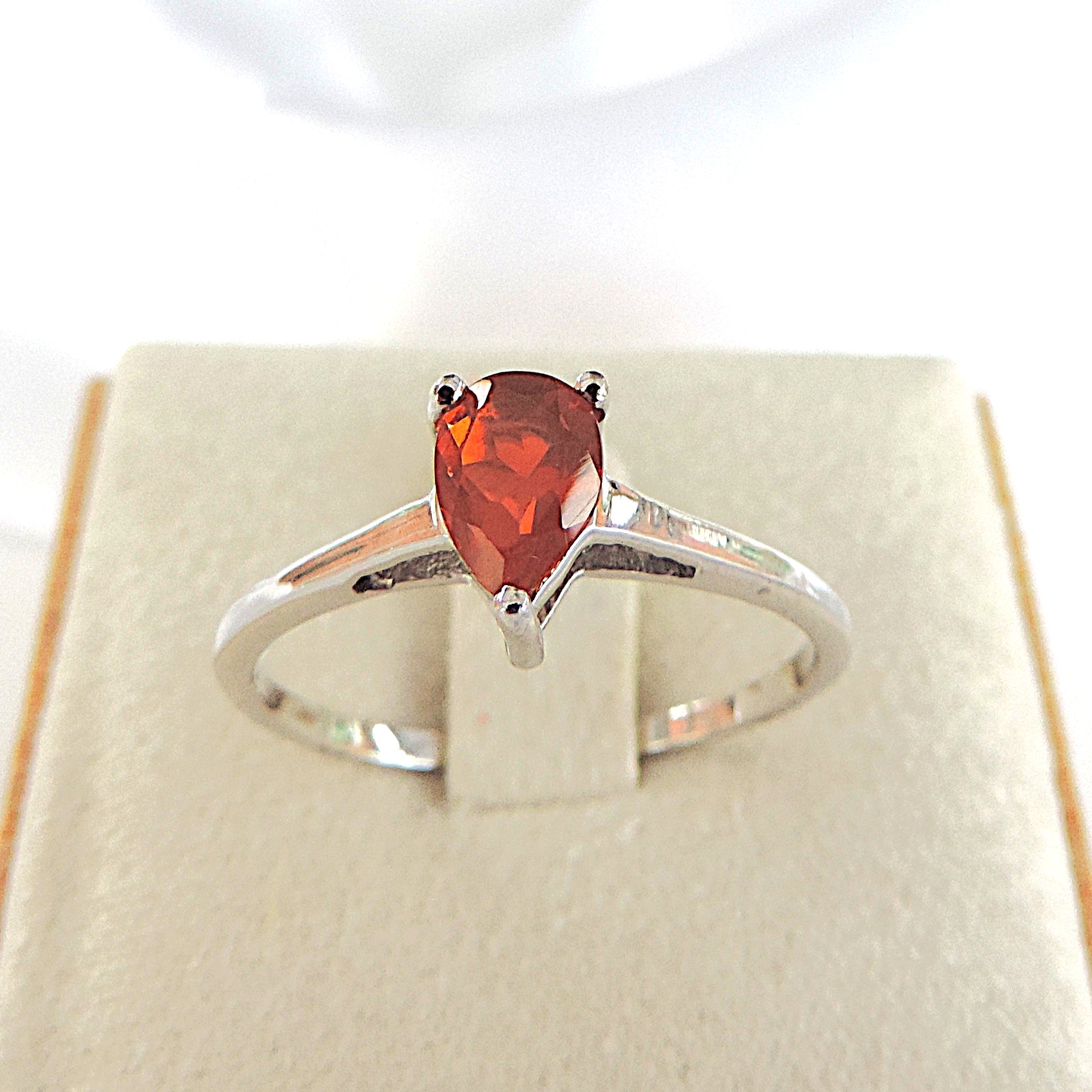 925 Silver Orange AAA Fire Opal Ring 'NEW'