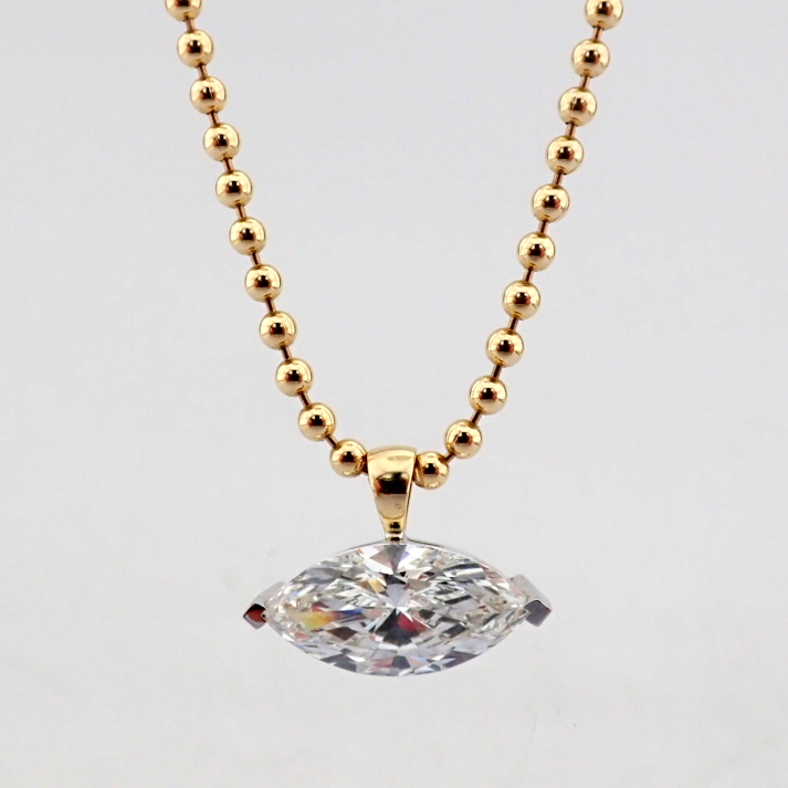 Marquise Cut Lab-Grown Diamond Necklace - 3.91 Total Carat (IGI Certified)