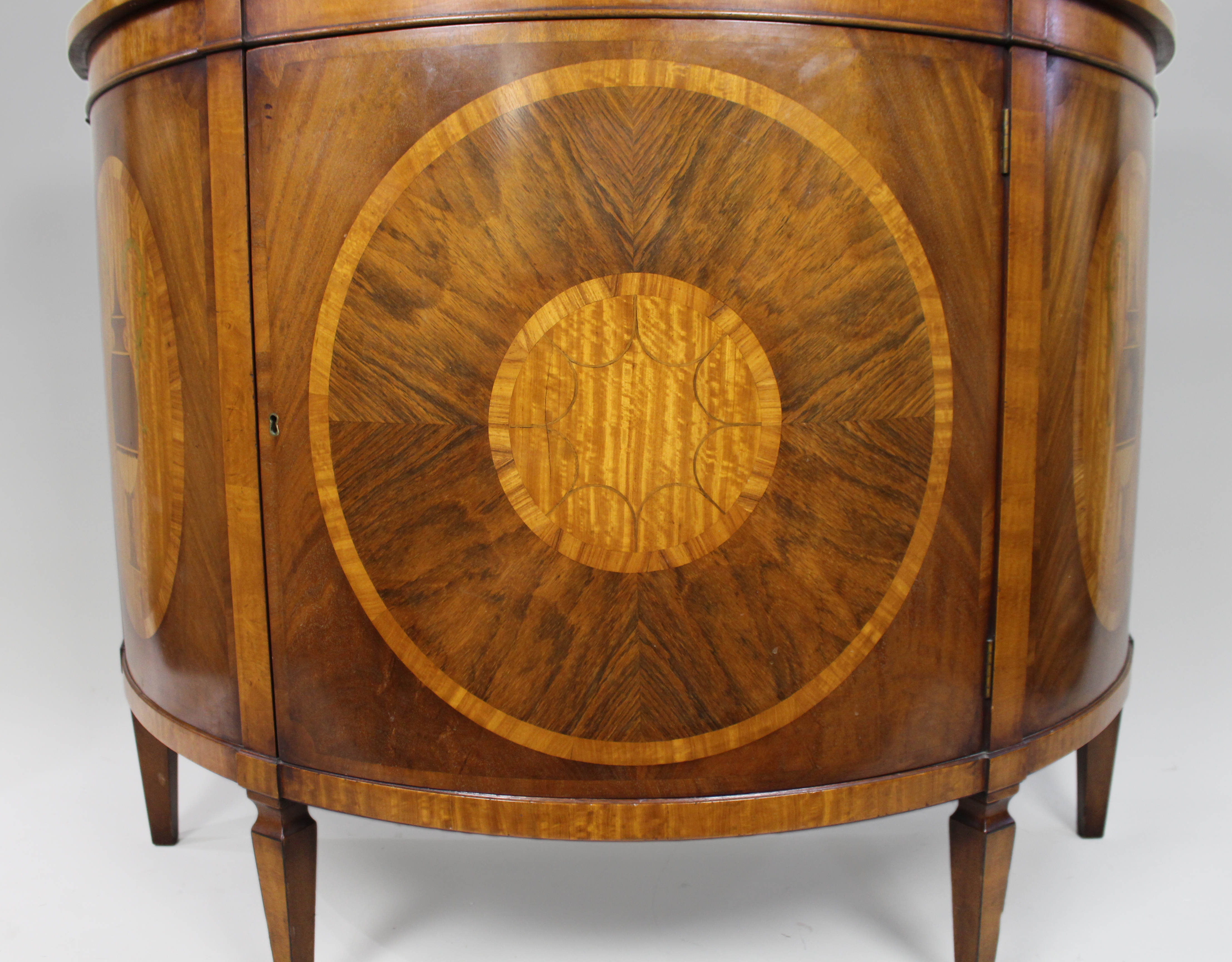 Elegant Neoclassical Style Inlaid Demilune Cabinet