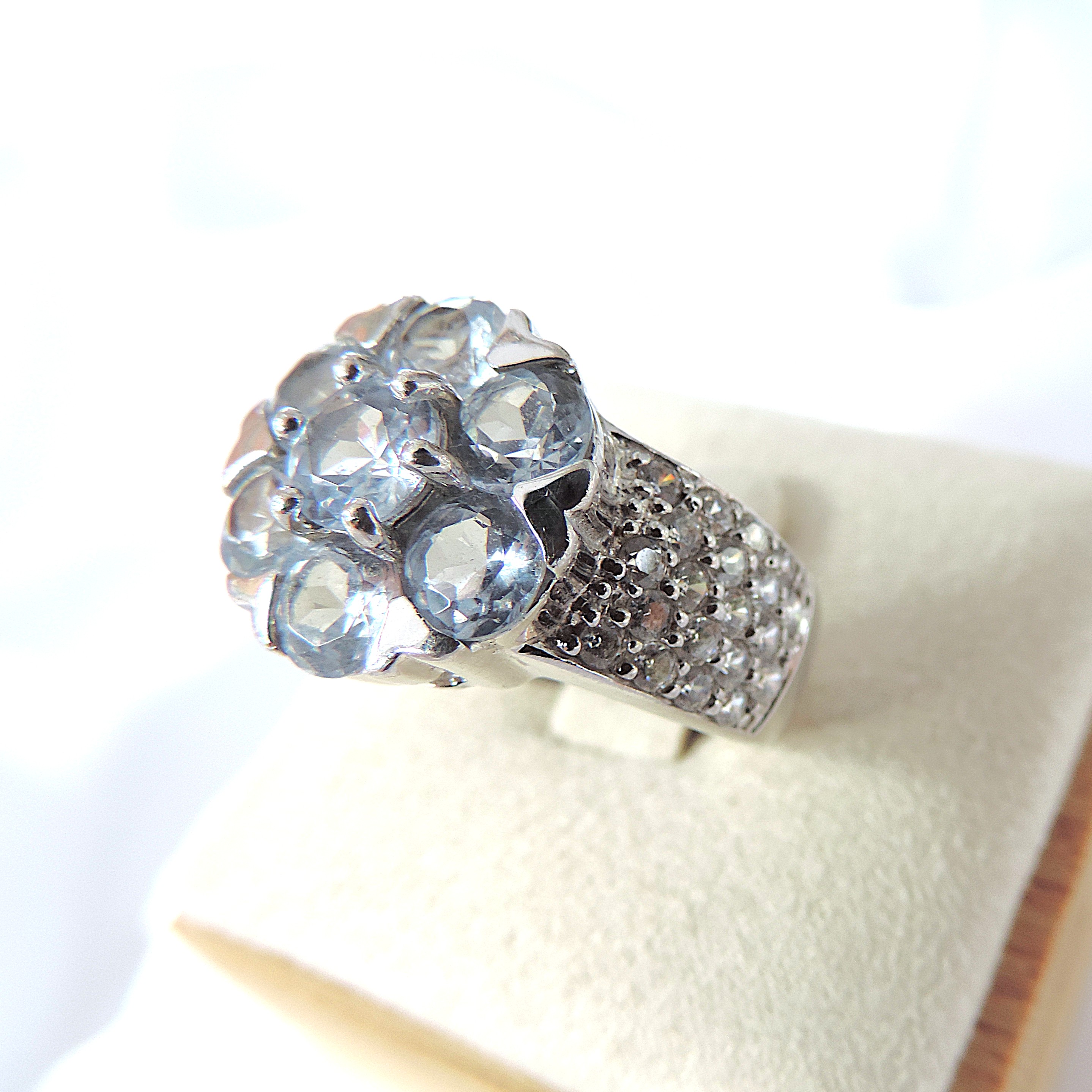 925 Sterling Silver Aquamarine Gemstone Ring 'NEW'