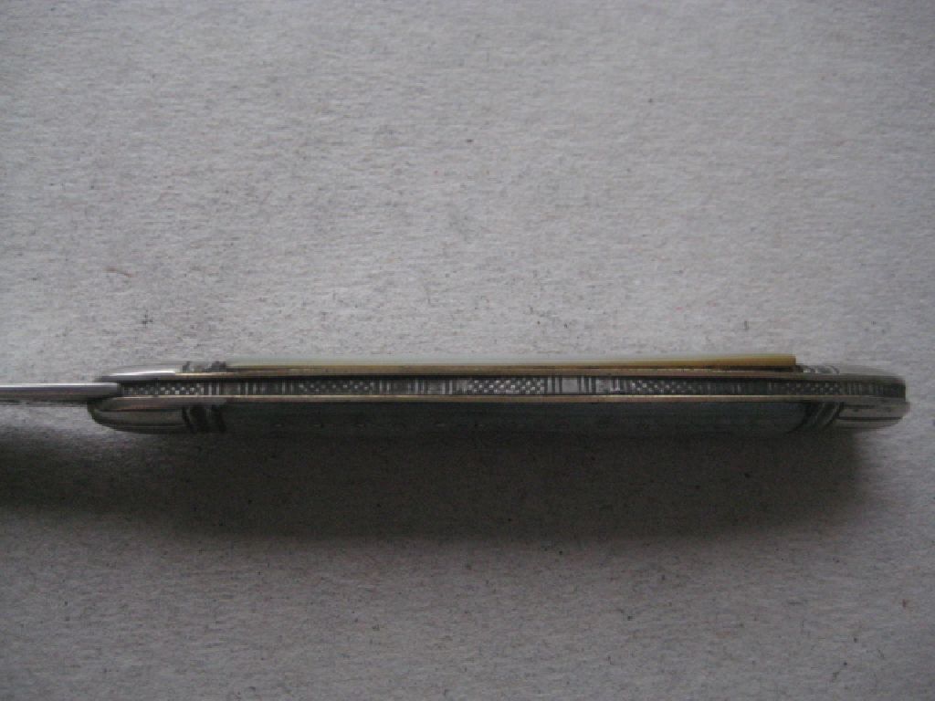 George V Mother of Pearl Hafted Silver Bladed Folding Fruit Knife, Birmingham 1919