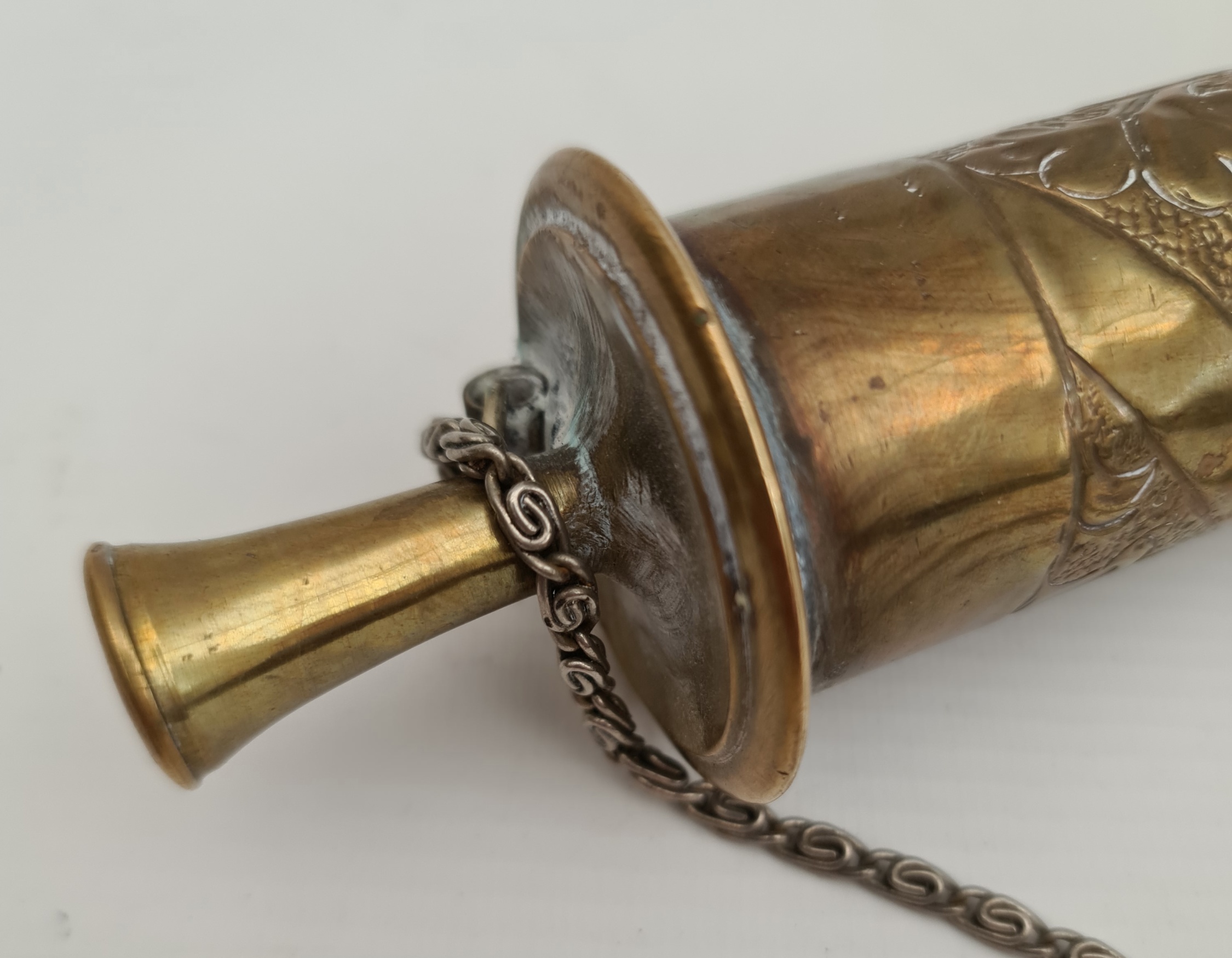 Antiques Brass Cylindrical Document Holder
